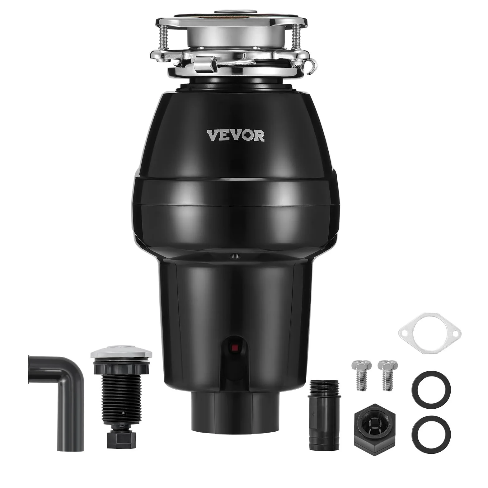 VEVOR Tritarifiuti per Lavello da Cucina, 0,37 kW, Sistema di Smaltimento Rifiuti Alimentari in Acciaio Inox, Montaggio 3 Bulloni, 3820 giri/min, con Cavo di Alimentazione, Paraspruzzi per la Casa