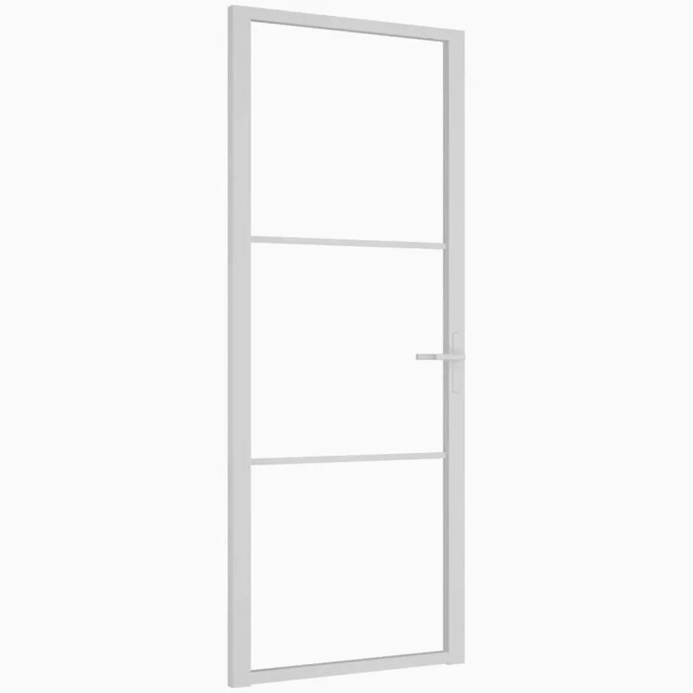 vidaXL Porta Interna 83x201,5 cm Bianca in Vetro ESG e Alluminio