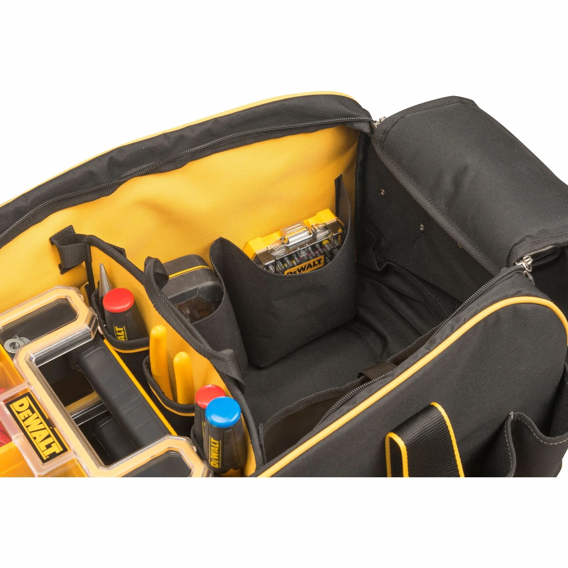 Dewalt DWST1-79210 Duffel Trolley Bag with Wheels, Yellow/Black, Large 26-Inch