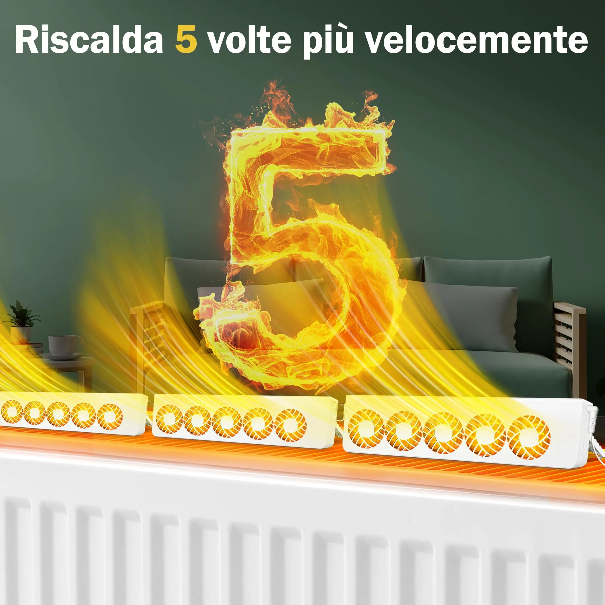 Ventole per Termosifoni 2.0 con Controller con Termostati Intelligenti, 15 Ventole per Aumentare l'efficienza del Riscaldamento e Risparmiare Energia (Trio Set)