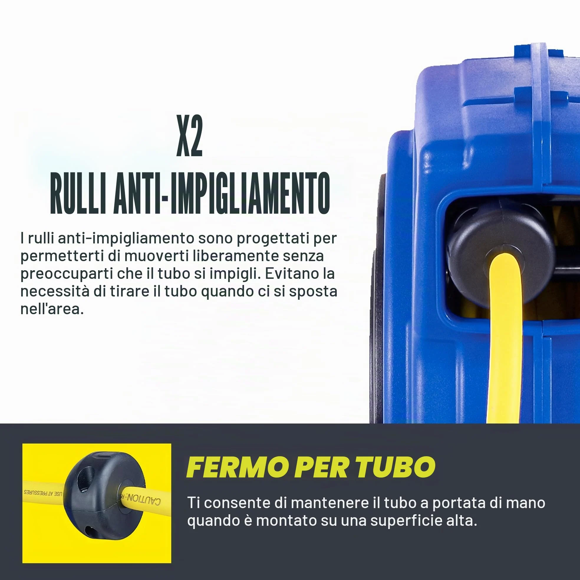 Goodyear retrattile compressore d'aria/acqua avvolgitubo, max. 300psi (3/8" x 65 ft) hybrid polymer tubo