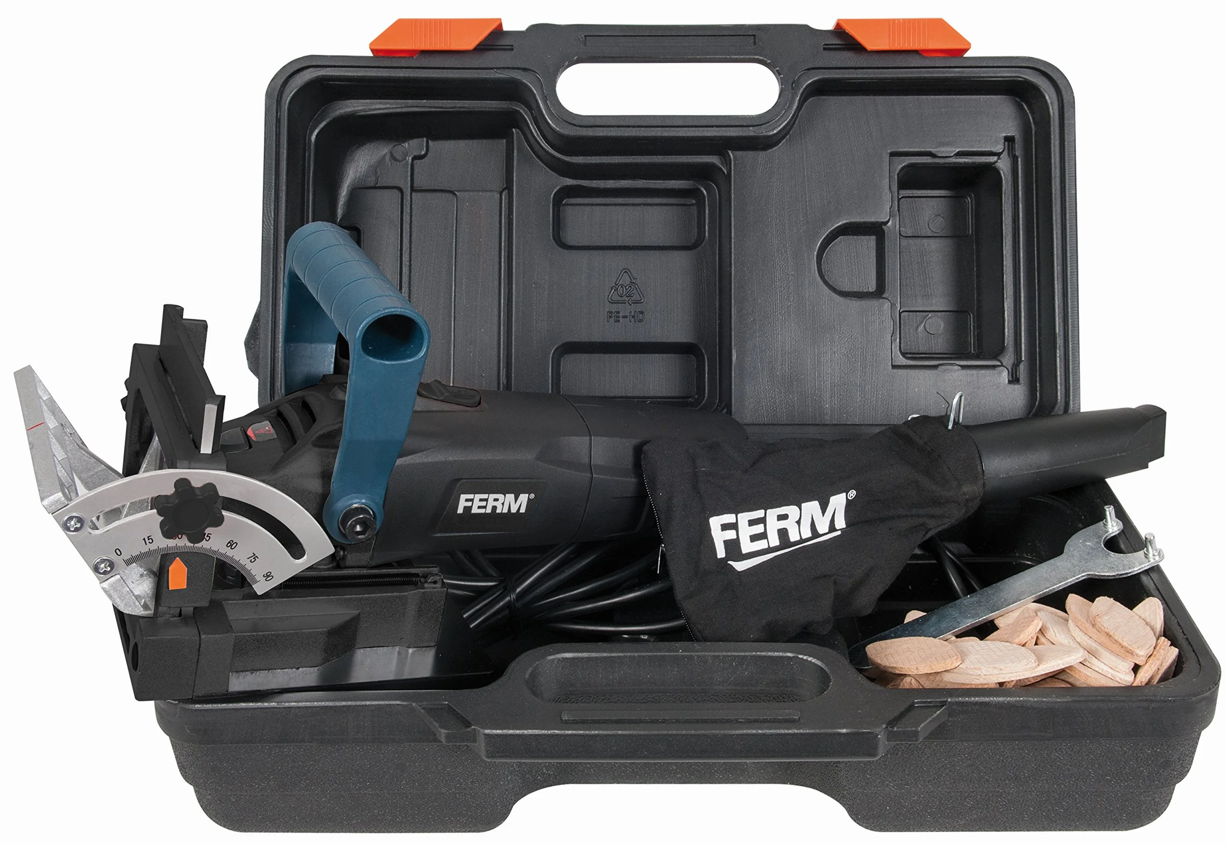 FERM Fresatrice per tasselli piatti 900W. Include 1 lama, 50 tasselli piatti e sacchetto di aspirazione