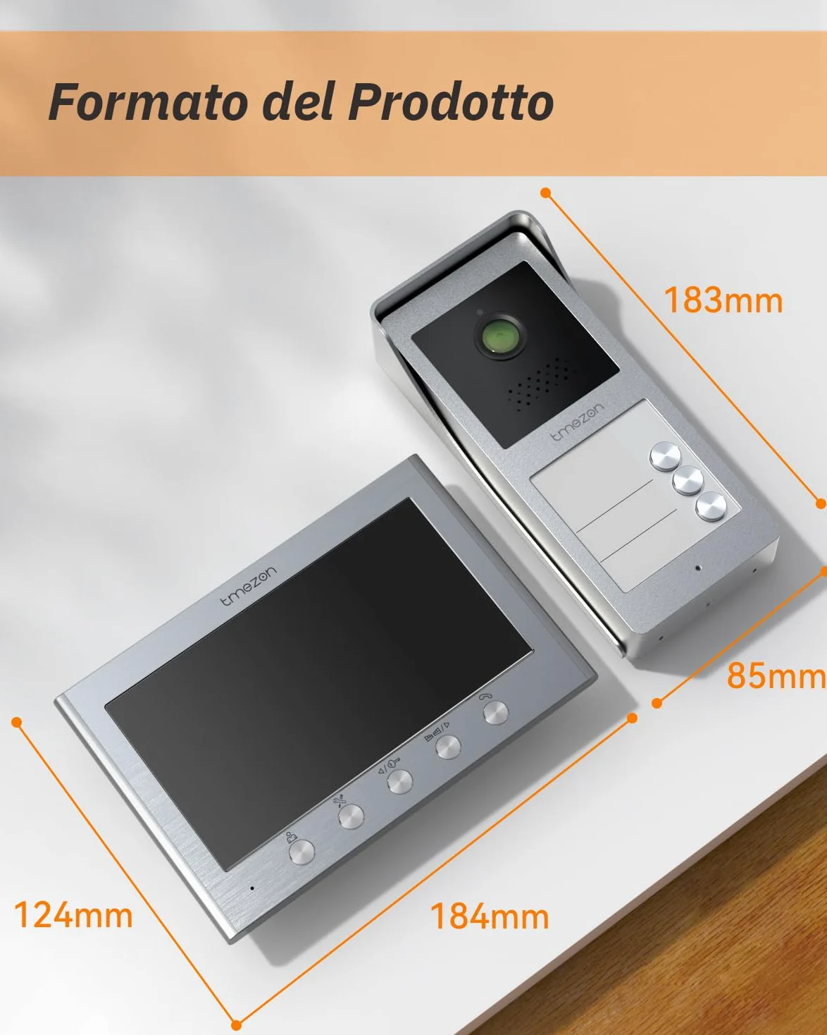 TMEZON Videocitofono 2 Fili Trifamiliare Citofoni con 3 Monitor TFT a Colori 7 pollici e Campanello esterno con telecamera Visione Notturna,Audio Bidirezionale,T30 per 3 Famiglie/Appartamenti