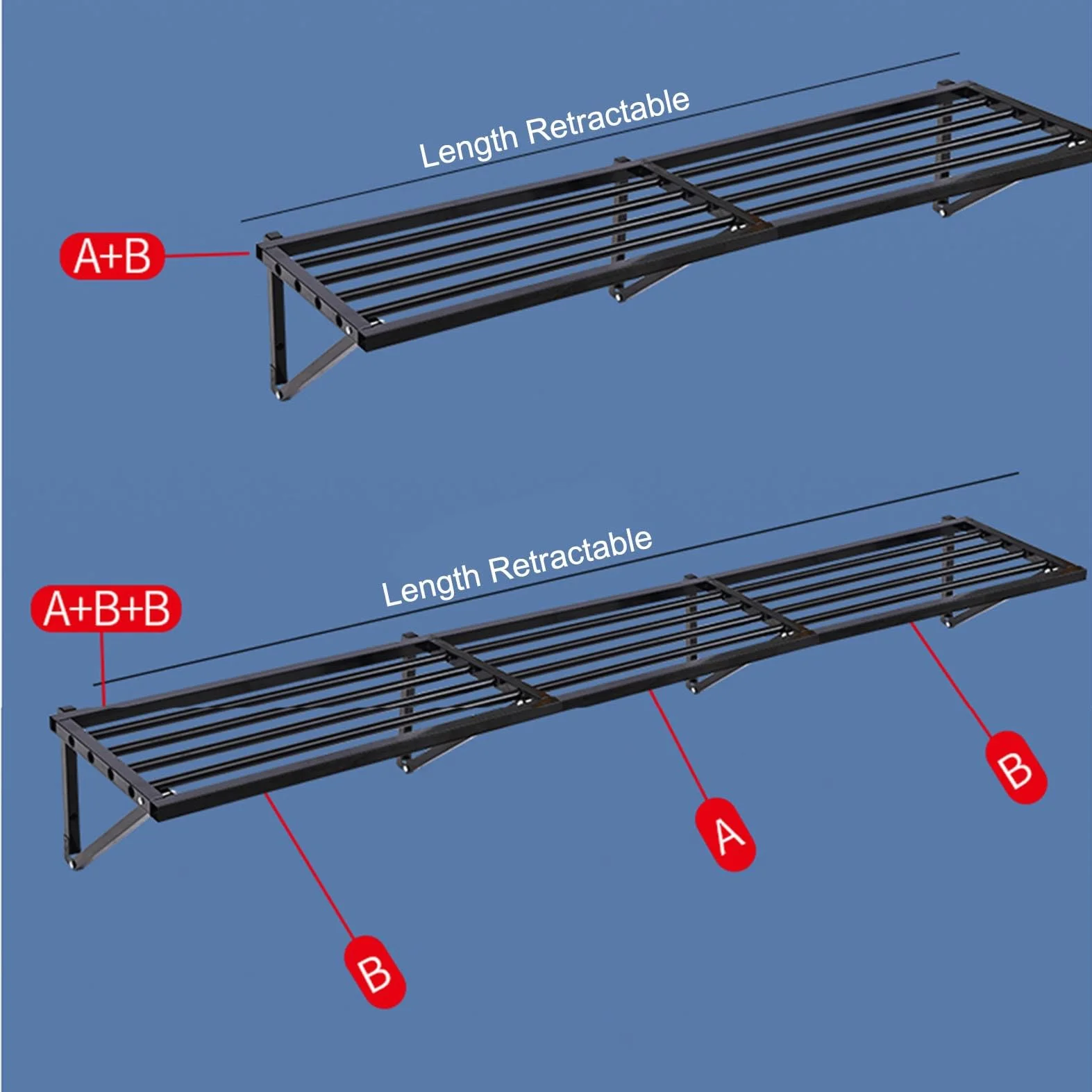 Scaffali per Garage per carichi Pesanti Scaffali sospesi, Scaffali per Organizer montati a Parete, Scaffali per Sistema di stoccaggio per Garage Scaffalature Metalliche Organizzatore di Strumenti