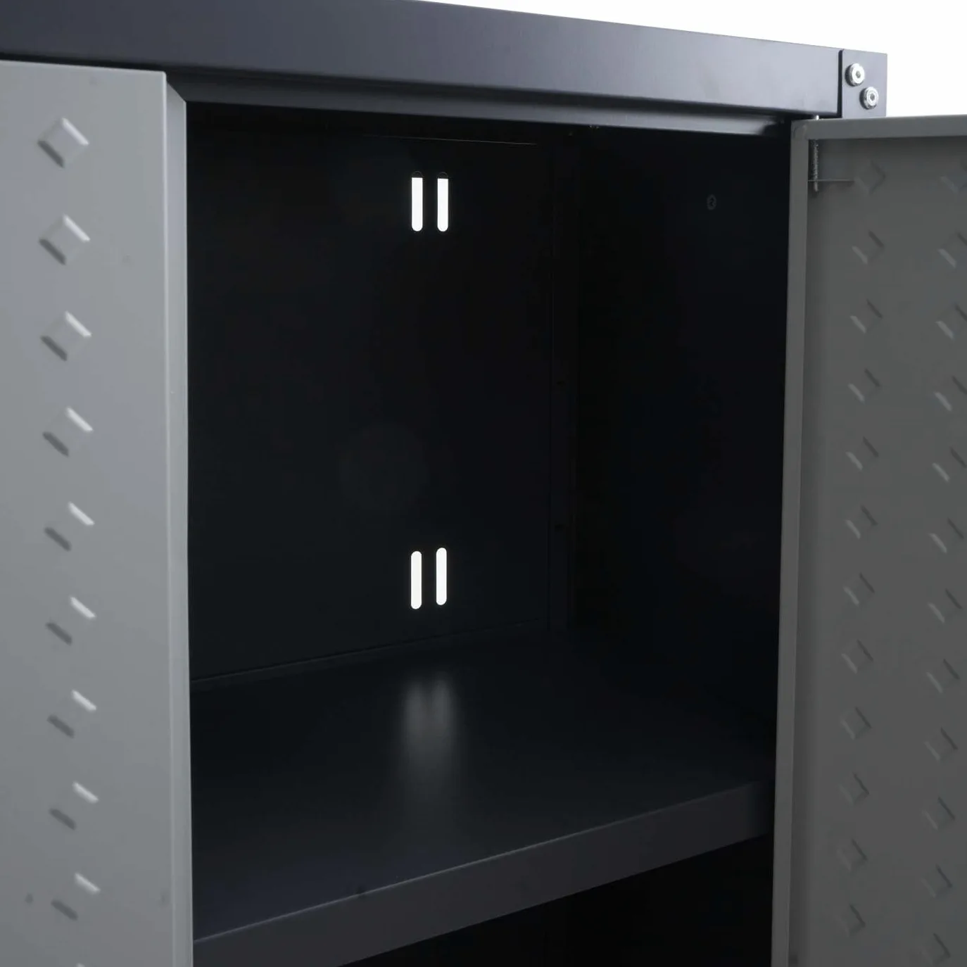 Mendler Armadio pensile HWC-O52, armadietto a muro, garage, con serratura, in acciaio 77x77x31cm - grigio chiaro/grigio scuro
