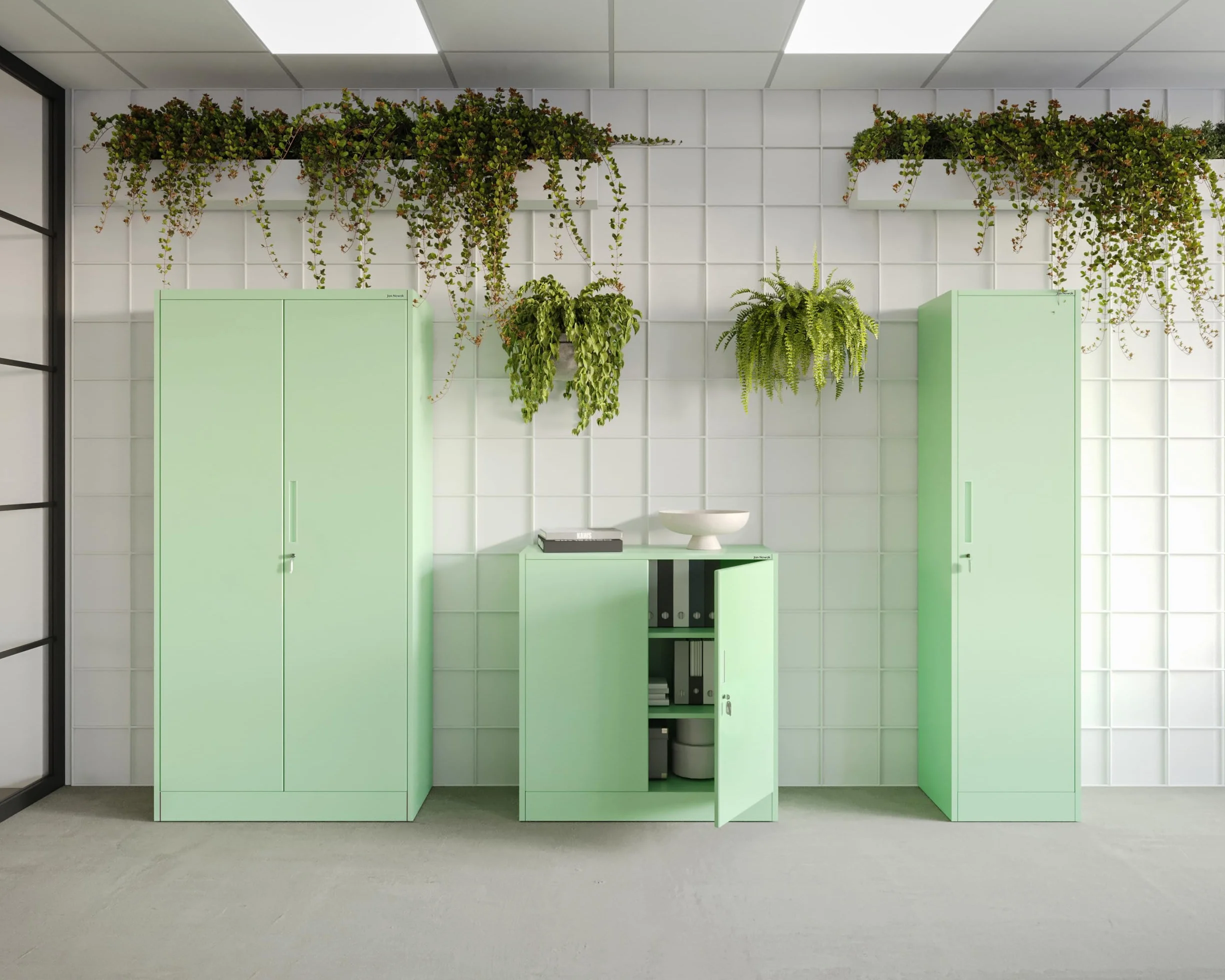 Domator Armadio Metallico C34 Armadietto Archivio per utensili Porte a battente Appendiabiti Verniciato a polvere 185 cm x 90 cm x 45 cm (Verde pastello)