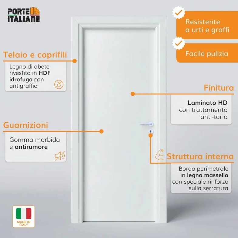Porte interne Noce Nazionale - compreso telaio e mostrine (80x210 Sinistra)