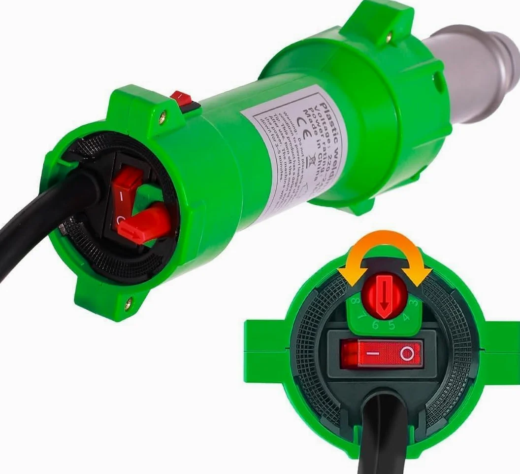 Saldatore di plastica ad aria calda, 1600 W, con ugelli di saldatura rapida, lama di saccheggio, con luce LED