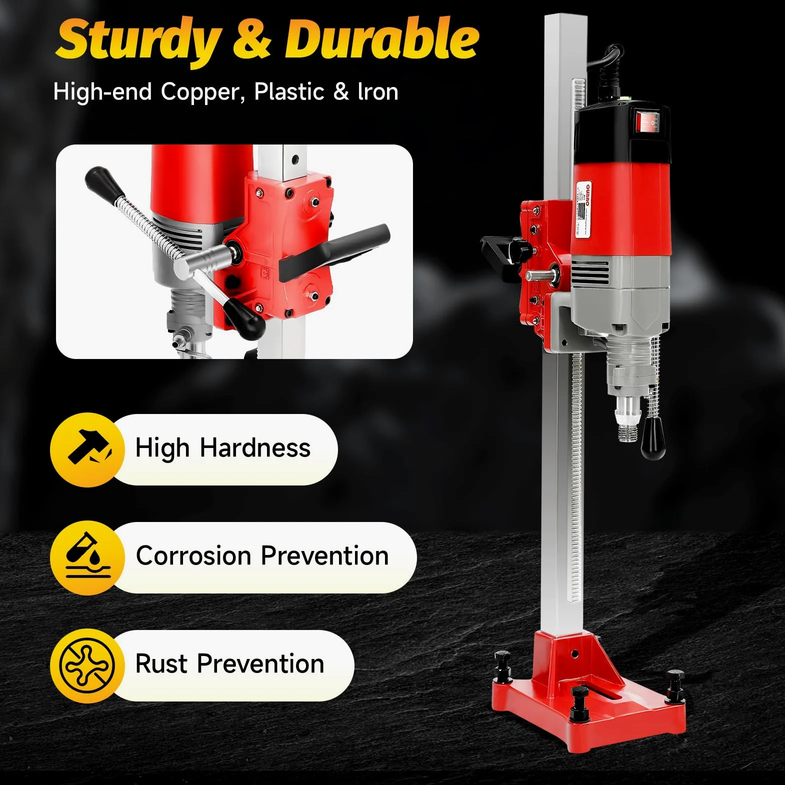 Trapano a nucleo, 2300 W, M22, fino a 165 mm, trapano Masonry, punta verticale diamantata, 740 giri/min, interruttore one-touch, trapano diamantato per calcestruzzo e muratura