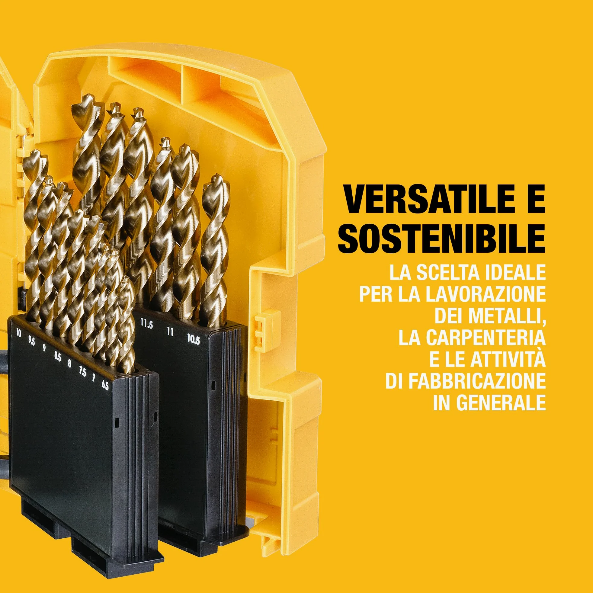 DEWALT Set EXTREME 2 HSS-G da 29 pezzi, ideale per la foratura di acciai legati e non legati con una resistenza alla trazione fino a 900 N/mm², DT7926-XJ
