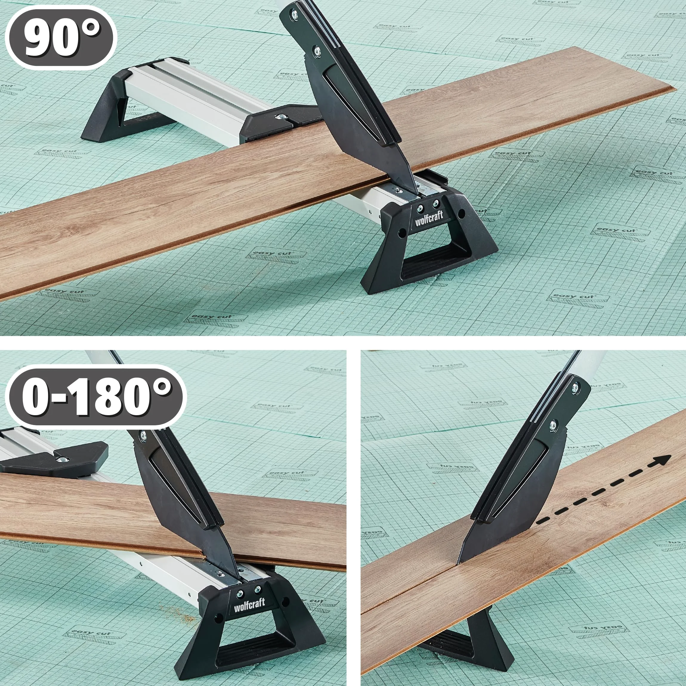 wolfcraft Set per Posa di Pavimenti in Vinile e Laminato, 33 Pezzi con Taglierina Professionale VLC 800 e 30 Cunei Universali per Giunti di Dilatazione – 8638000