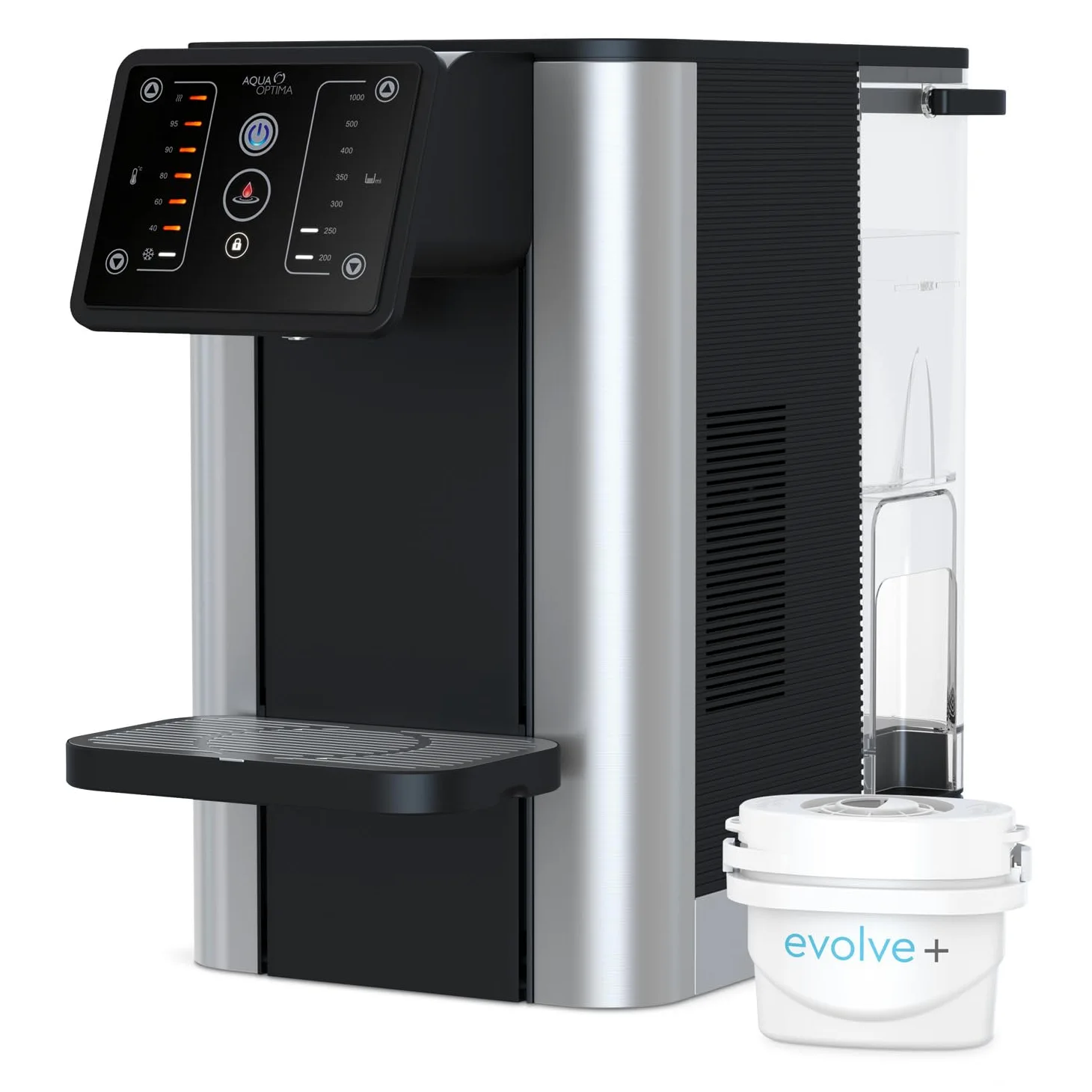 Aqua Optima Aurora Dispenser d'acqua con filtro istantaneo caldo e freddo, capacità 3,8 l, include 1 filtro acqua Evolve+ da 30 giorni per la riduzione di microplastiche, cloro, calcare e impurità