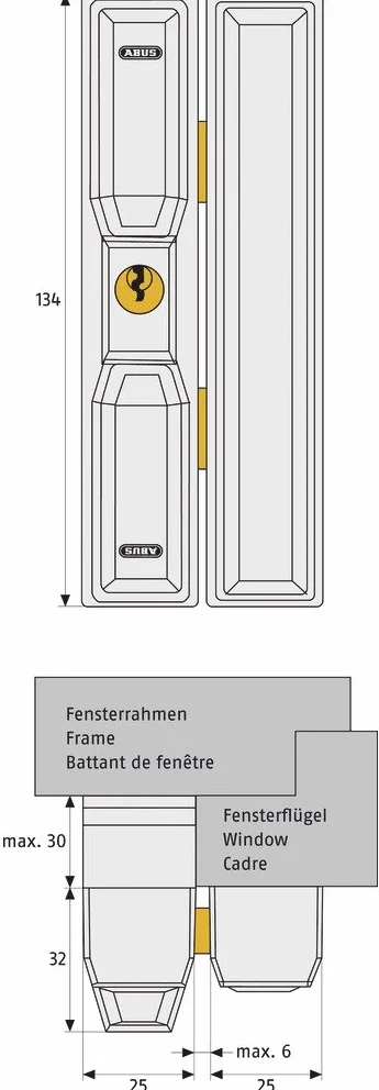 Abus Fts88 Al0145 Serratura con Blocco, Blocco per Finestre con Doppio Chiavistello Ad Incastro, Chiusura con Chiave, Livello di Sicurezza: 9, 31742, Bianco