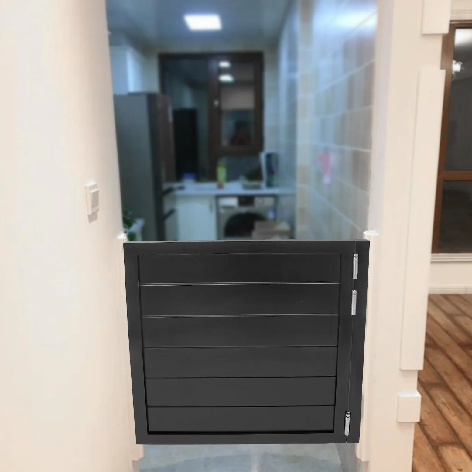 Porta da salone oscillante da caffè, porta basculante, in legno massiccio, porta a battente per interni, 90 x 90 cm, porta a battente singolo, porta decorativa interna per dispensa (nero)