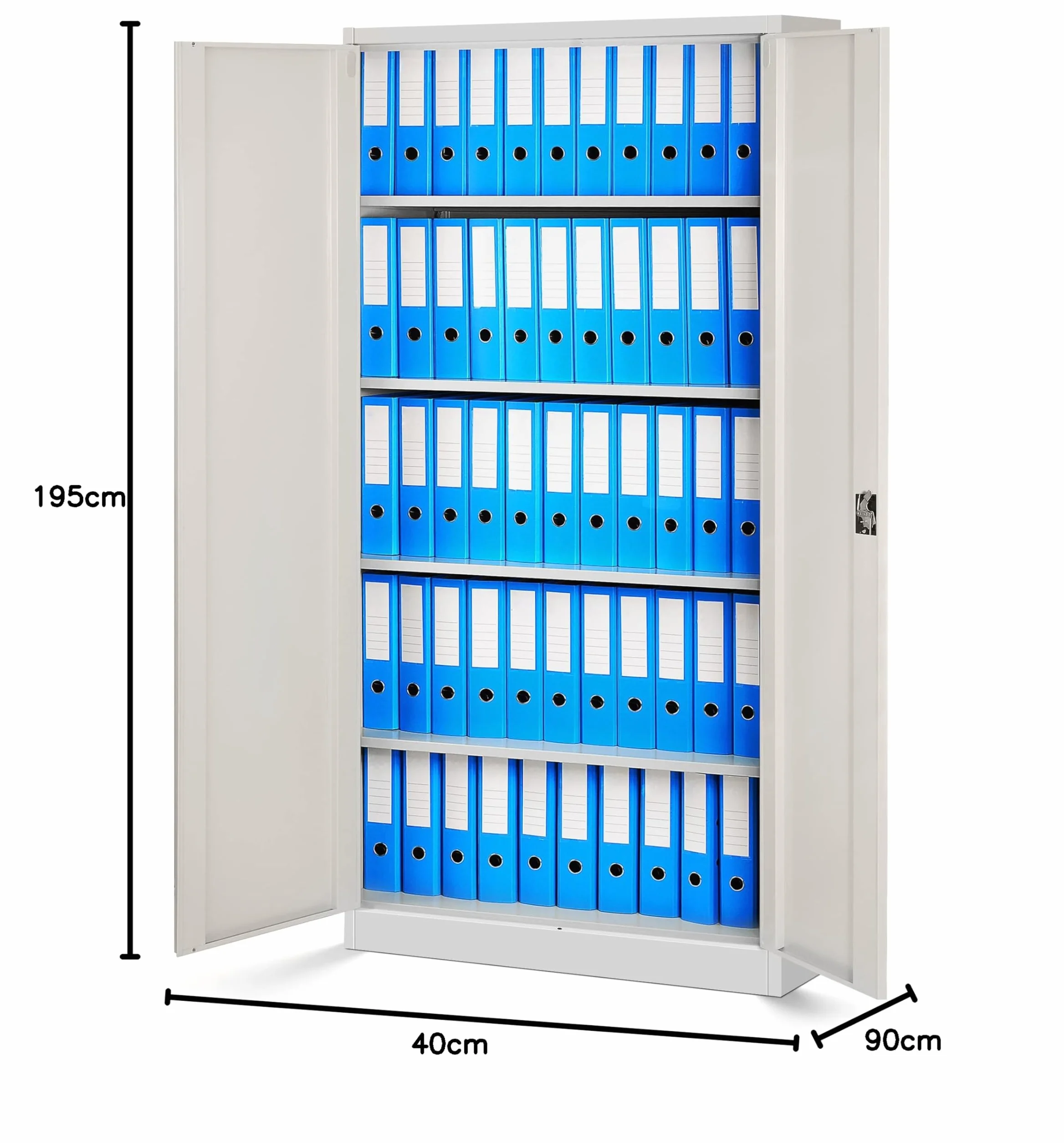 Jan Nowak Armadio da Ufficio C001H XL Archivio per Officina in Metallo Verniciato a polvere Chiudibile 195 cm x 90 cm x 40 cm (Bianco-Aspetto Legno)