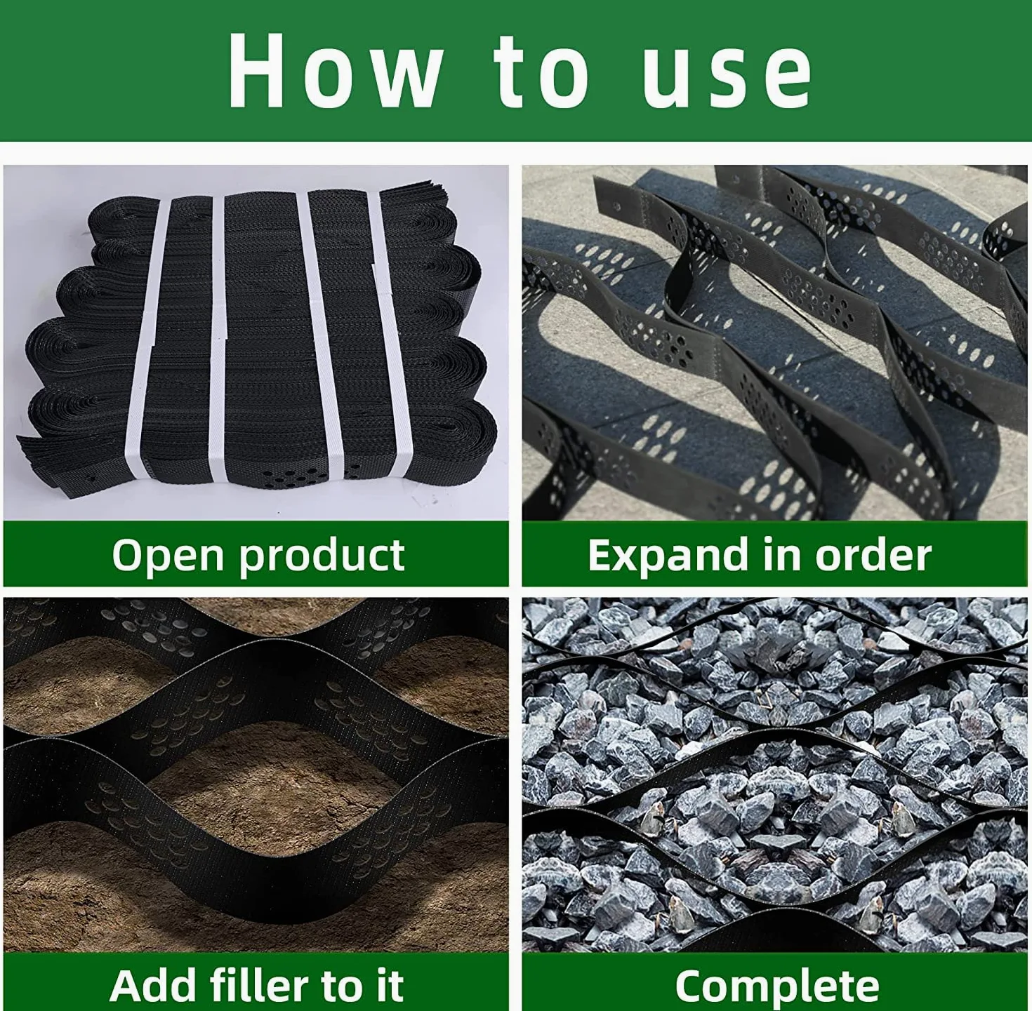 30m² Stabilizzatore Ghiaia Geogriglia, Stabilizzatore de Ghiaia per Ghiaia/carrabile/muri di Sostegno, Griglia in Geocell Plastica Flessibile Espandibile Lastra da Giardino