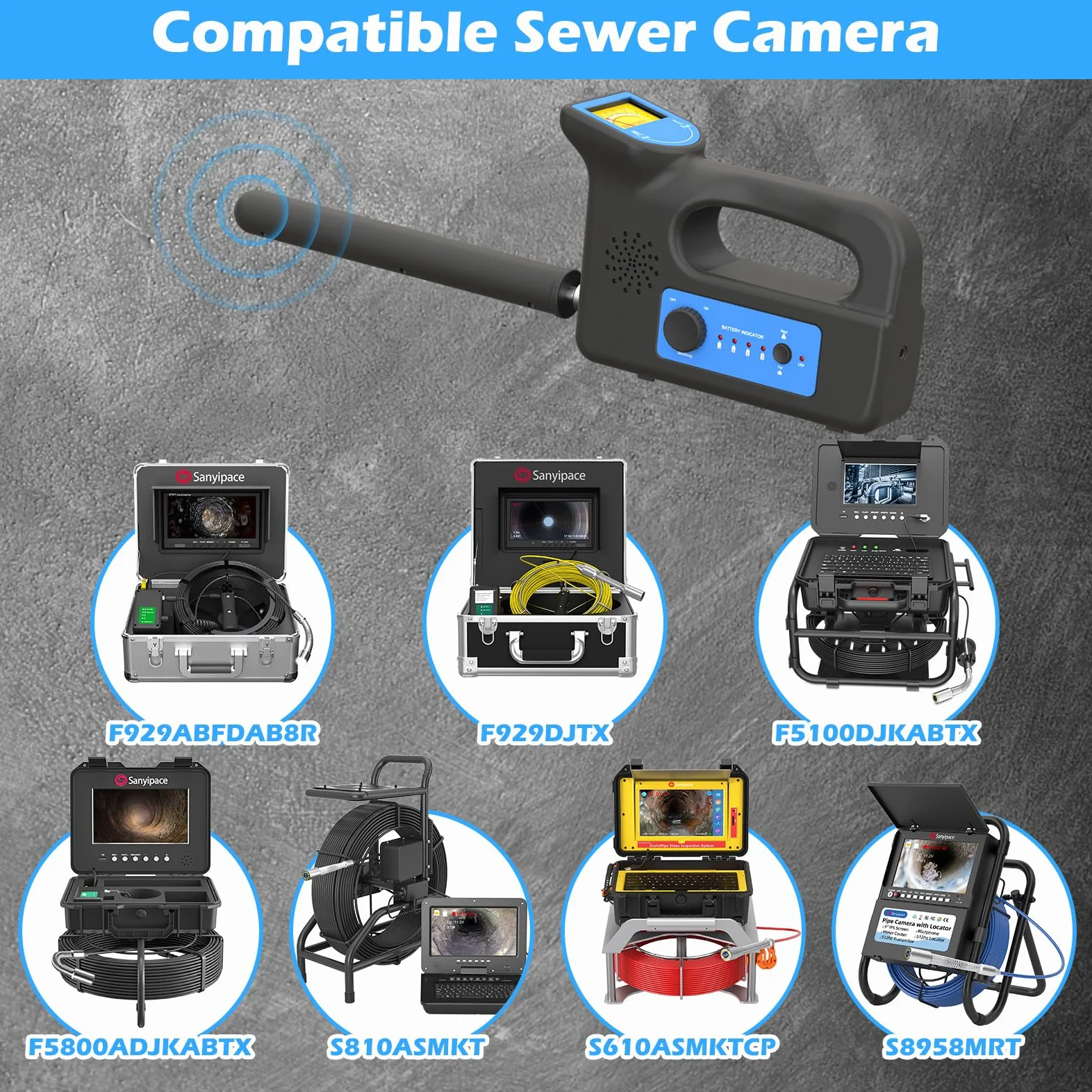 Sanyipace Ricevitore 512Hz Localizzatore Bacchetta del Rivelatore, Compatibile con Telecamere di Ispezione del Tubo di Scarico a 512 Hz