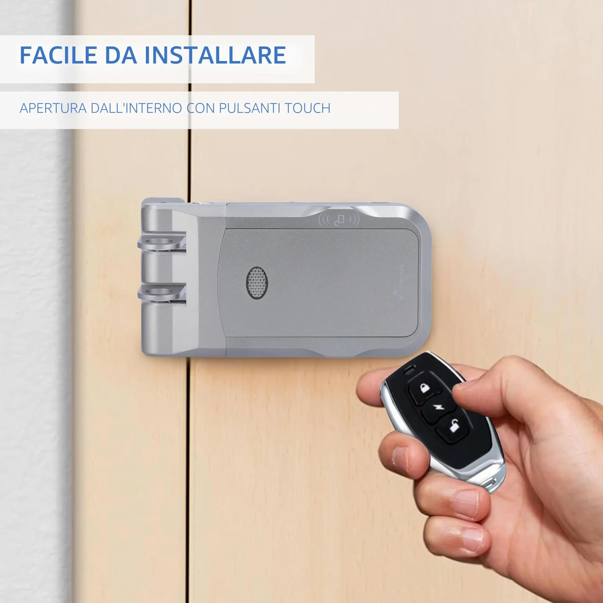 NIVIAN Serratura Invisibile Intelligente WiFi – Chiavistello Elettronico con App e Telecomandi, Doppio Motore Antivandalo, Apertura da Interno ed Esterno