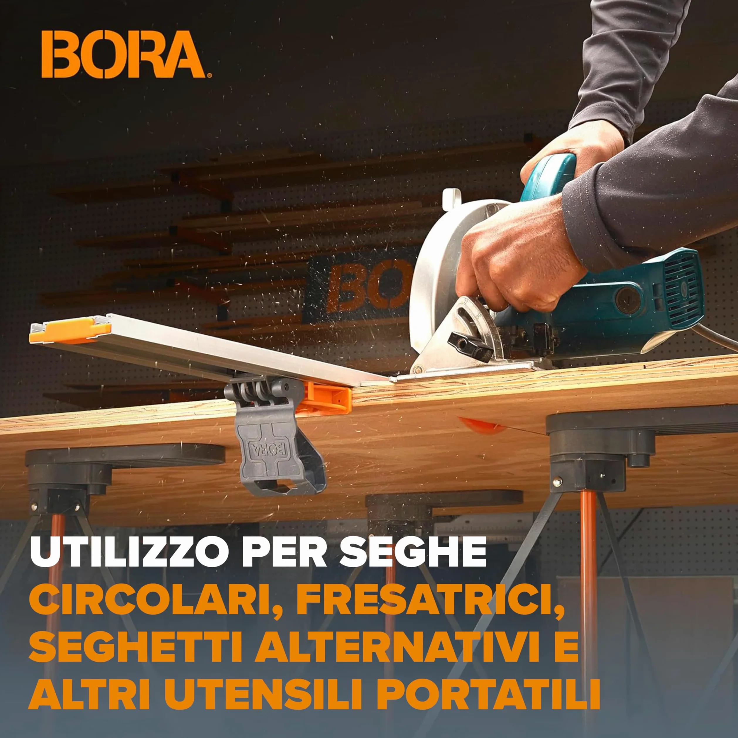BORA NGX Clamp Edge 546100 – Guida di Taglio Dritta 2438 mm (96") per Sega Circolare, Tagli Precisi su Pannelli, Sistema Quick Connect