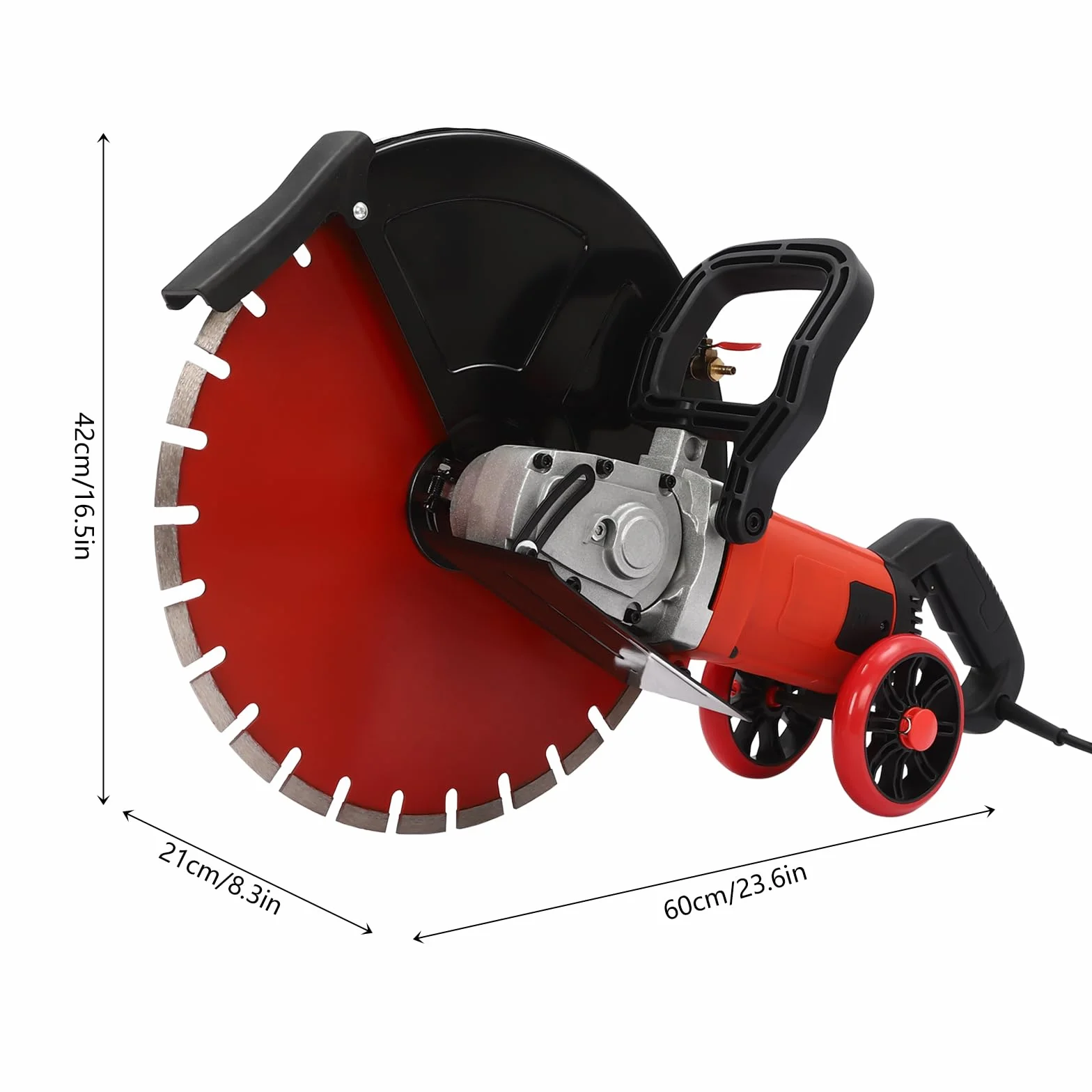 Sega elettrica per calcestruzzo, 4000 W, lama diamantata da 410 mm, profondità di taglio 165 mm, taglio senza polvere, sega a secco a umido per pavimenti in cemento, muratura e granito