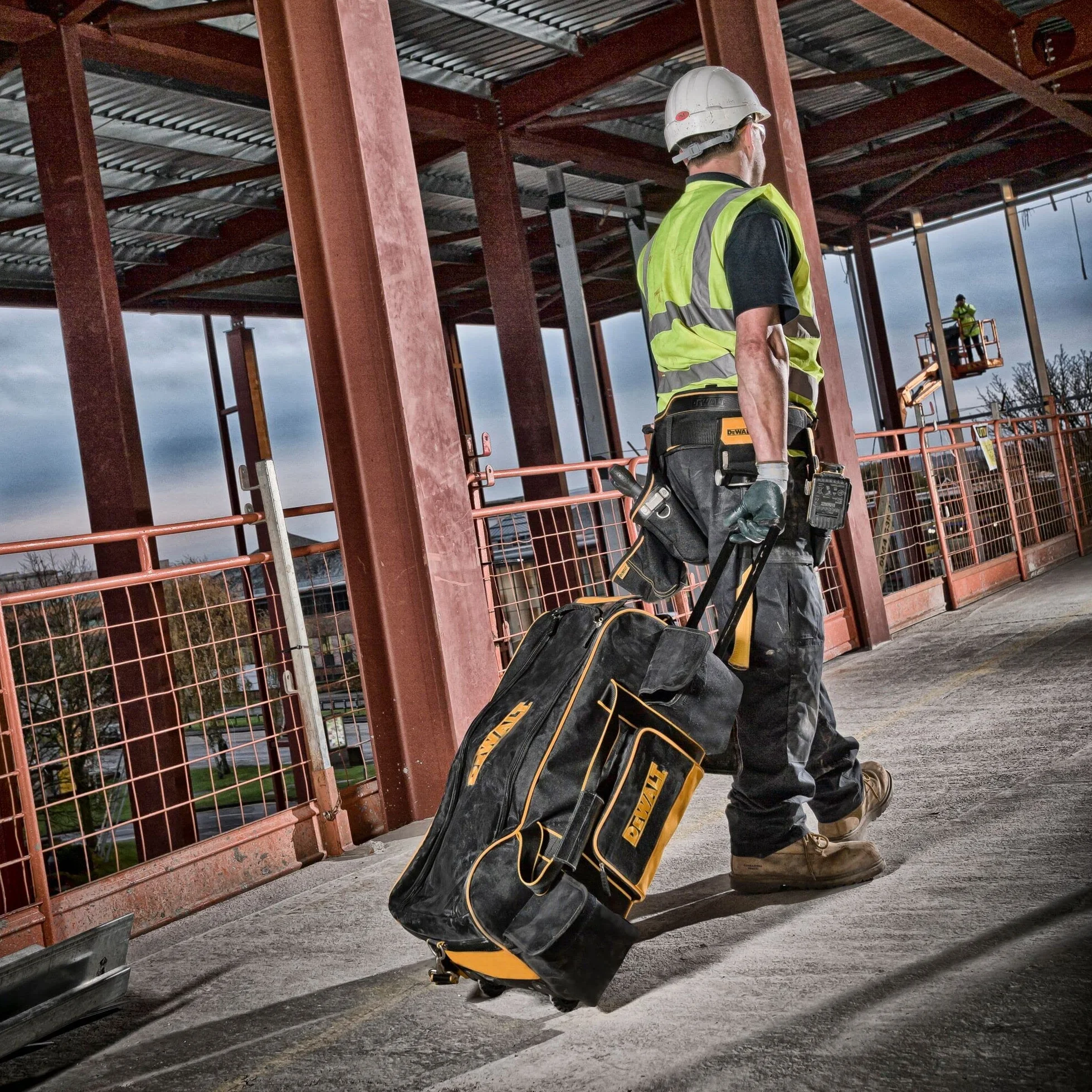 Dewalt DWST1-79210 Duffel Trolley Bag with Wheels, Yellow/Black, Large 26-Inch