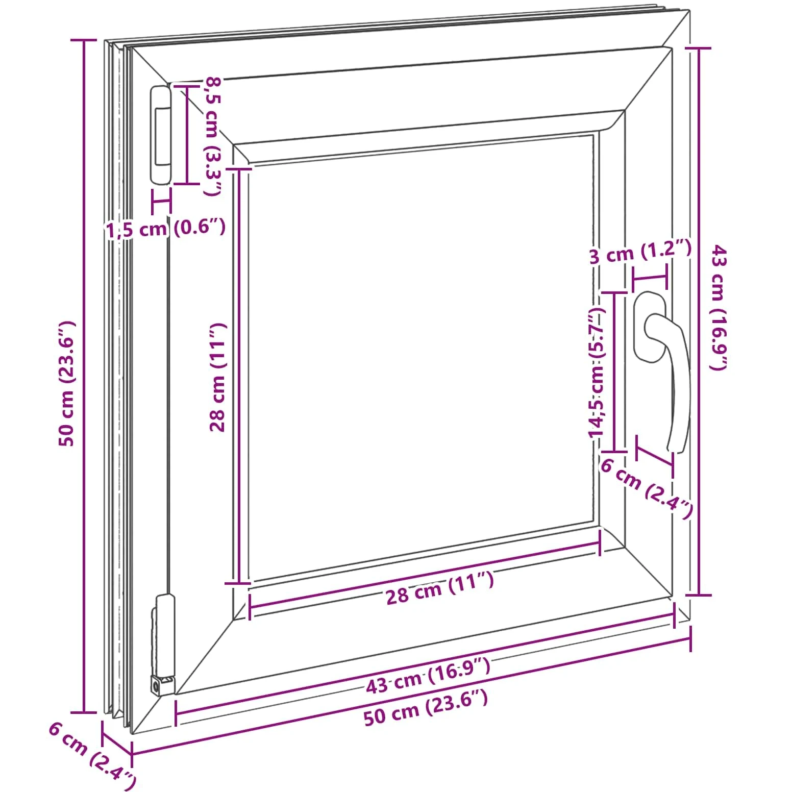 vidaXL Finestra per Soffitta RISOR 50 x 50 cm PVC e Vetro Antracite, Solaio, Isolamento Termico Moderno, Finestre Energy Efficient, Fissaggi in Vetro PVC Silenziati