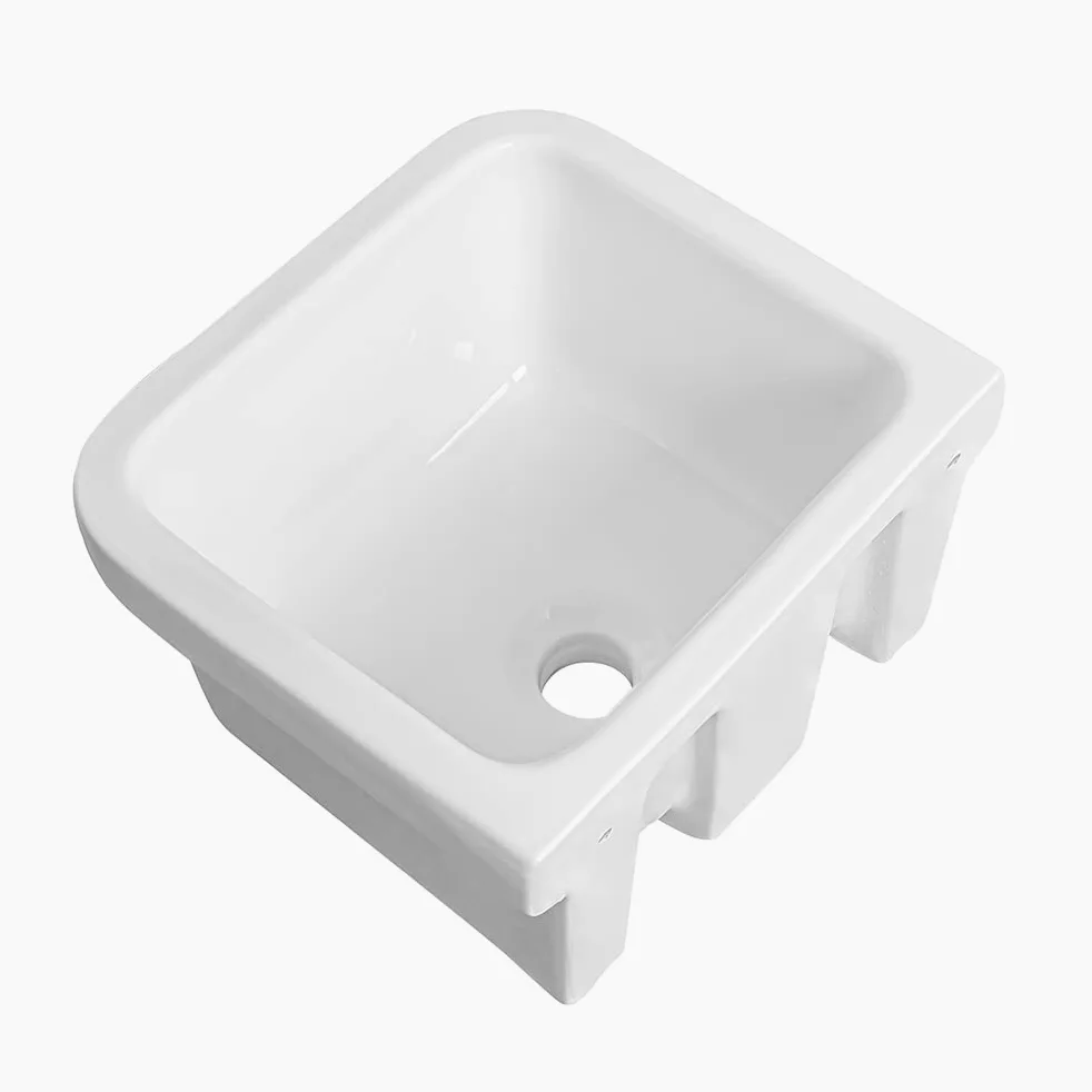 Pilozzo lavatoio da parete 46x38 cm, in ceramica bianca lucida resistente agli acidi, ideale per ambienti esterni ed interni (46 x 38 x 24 cm)