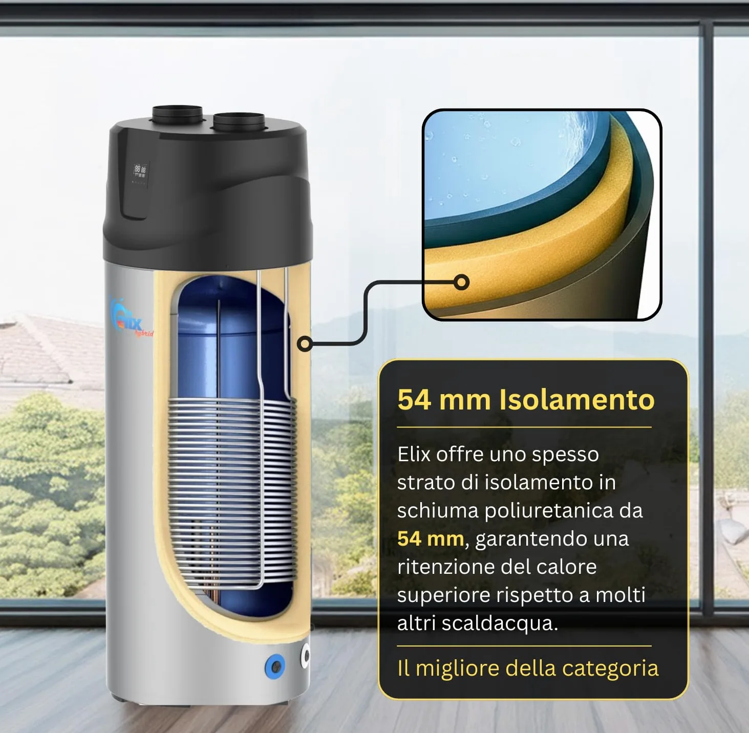 Scaldabagno a Pompa di Calore 200L – Nuovo Modello R290, Bollitore Acqua Calda con Serbatoio Integrato, Pompa di Calore Sanitaria, Ecologico ed Efficiente