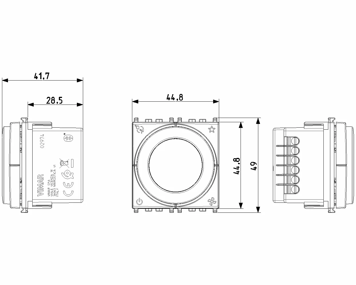 Vimar 02974.B Termostato IoT a rotella, compatibile con Alexa, Google Home e IFTTT, retroilluminazione regolabile, ingresso sensore esterno, da completare con placche Eikon, Arké, Plana, Idea