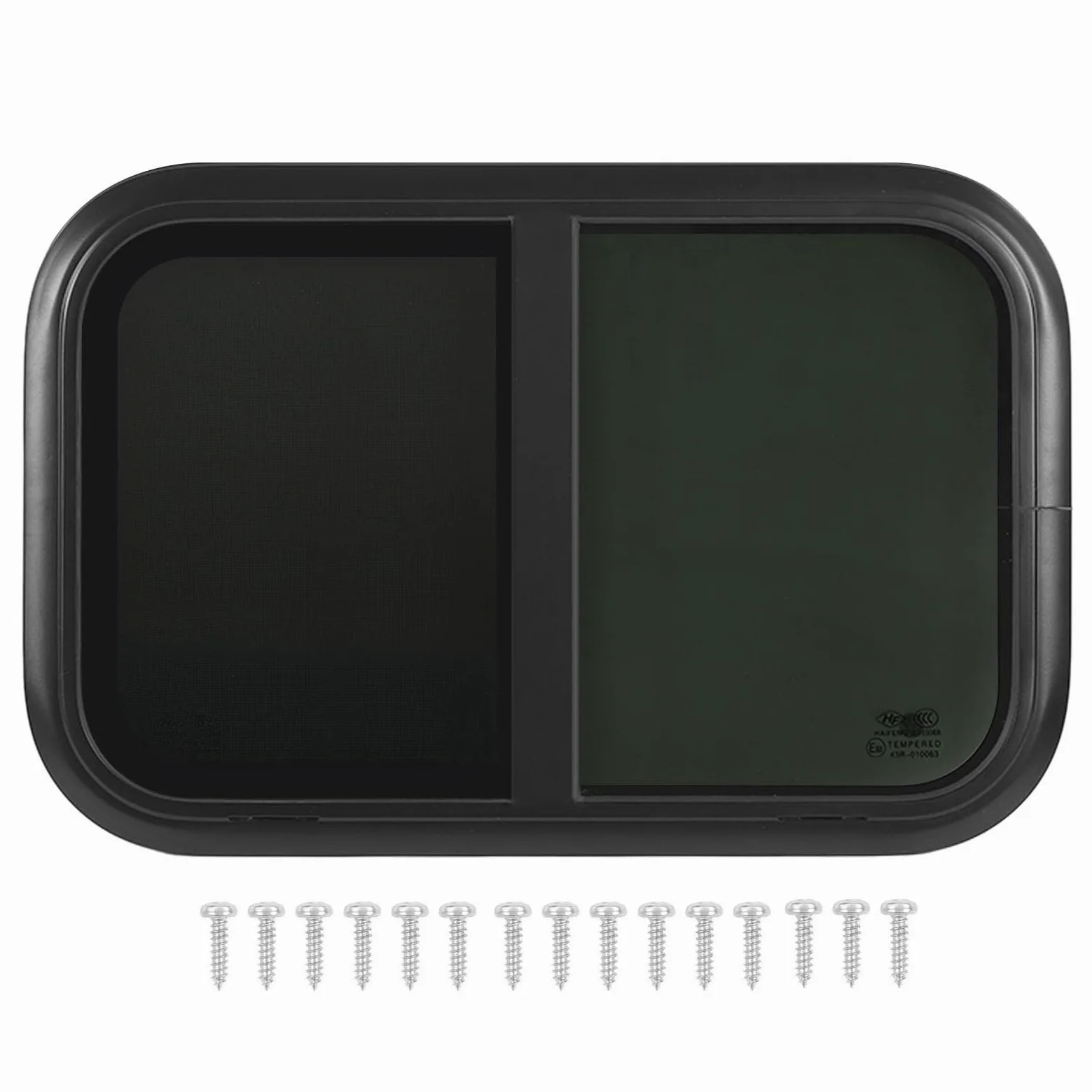 Finestra Scorrevole Orizzontale per 700 X 500 Mm in Lega di Alluminio Nera con Vetro Resistente Ai Raggi – Perfetta per , Roulotte e Case Mobili (Per spessore parete di 26‑31