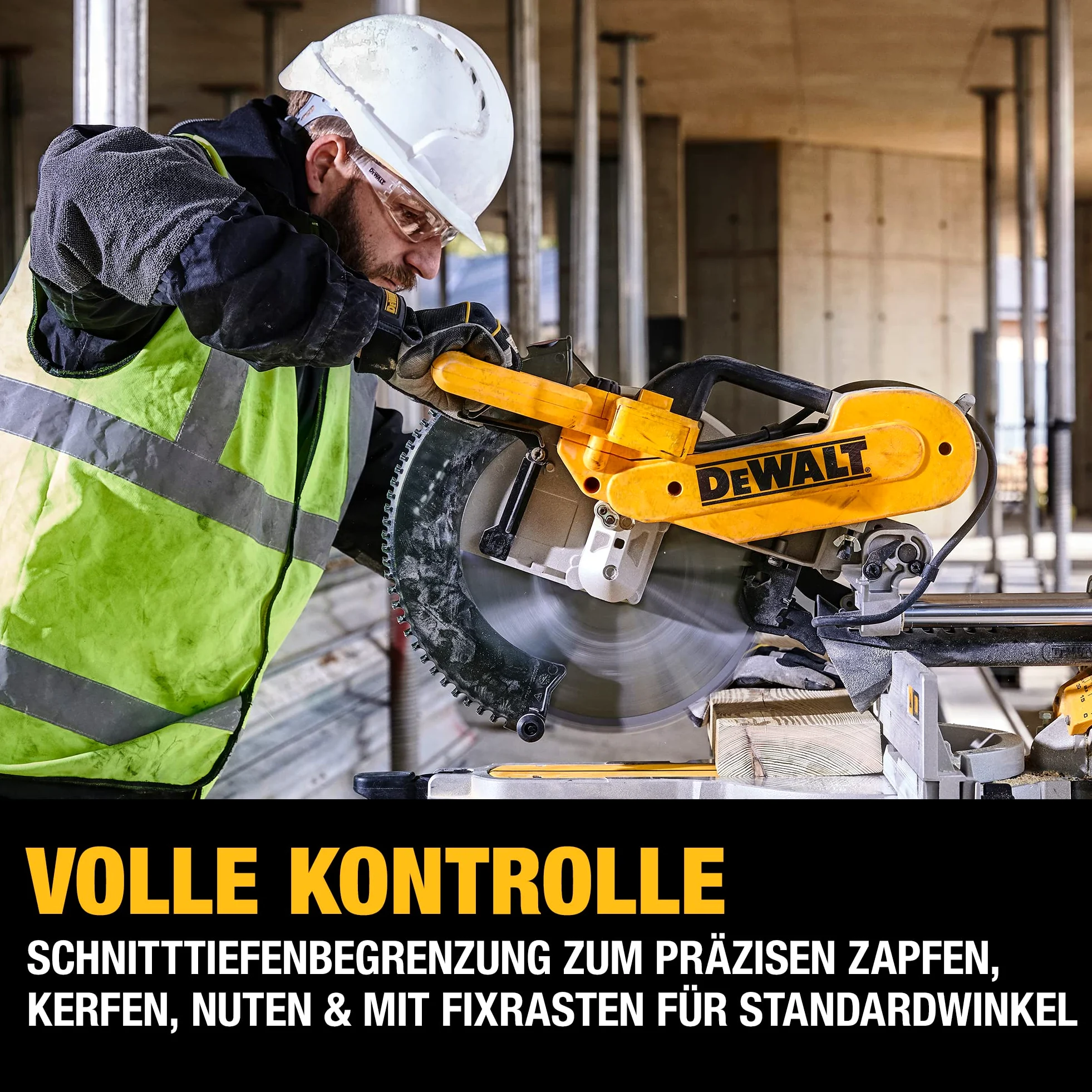 DEWALT DWS780-QS Troncatrice Radiale Doppio Abbattimento della Testa, 1675 W, Giallo/Nero, 305 mm
