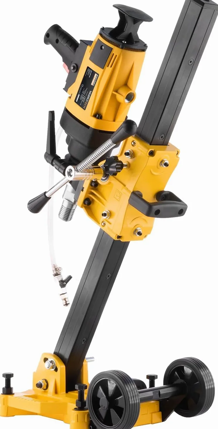 Carotatrice Manuale 2300 W su Supporto per Carotatricee Inclinabile - Caarotatrice Diamantata con PRCD - Carotatrice a Mani Libere 1400 Giri/min per Carotaggio a Umido e a Secco Ø 22-202 mm