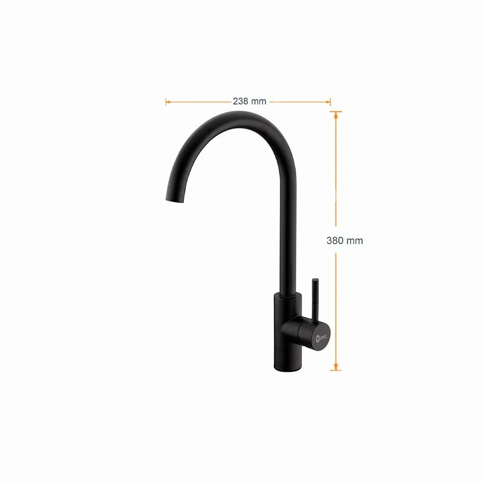 Set Lavello Prime 116 116×50 Nero Granito e Miscelatore First Monocomando Canna Girevole Nero Quareco