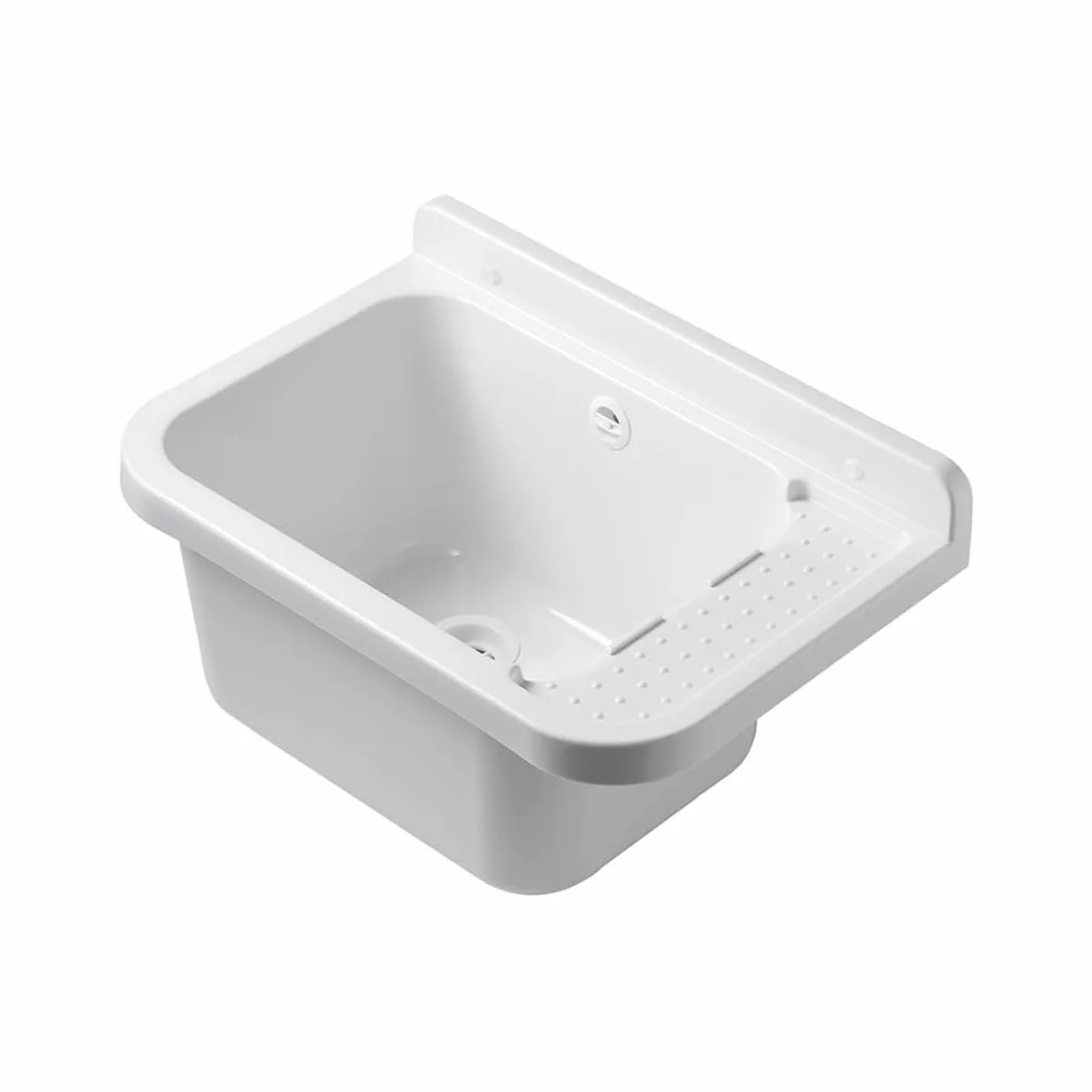 INTEC - Lavabo da parete in resina bianca 50 x 32 cm Lavabo a sospensione antiurto - Lavello Lavapano Bagno WC Garage Lavanderia