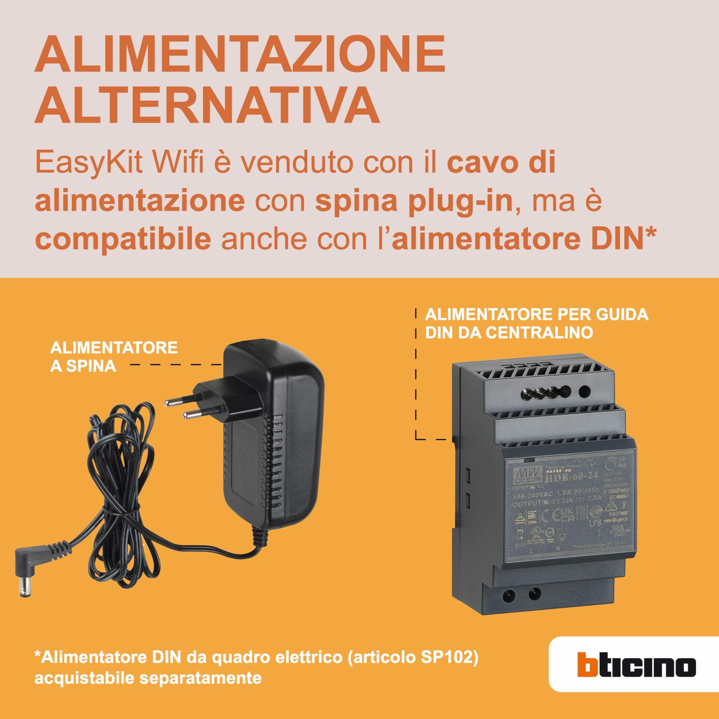 BTICINO 310913 Videocitofono Easykit WiFi, Kit Monofamiliare Espandibile, Senza Fili, Monitor Smart 7" a Colori, Pulsantiera con Visione Notturna, Controllo Accessi da Smartphone, App Home+Security