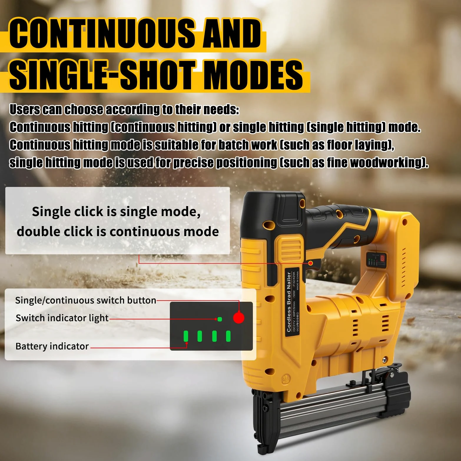 Pistola per unghie da 18 GA compatibile con batteria Dewalt da 20 V, chiodatrice elettrica senza fili 2 in 1, 500 chiodi e 500 graffette incluse per la lavorazione del legno fai da te (senza batteria)