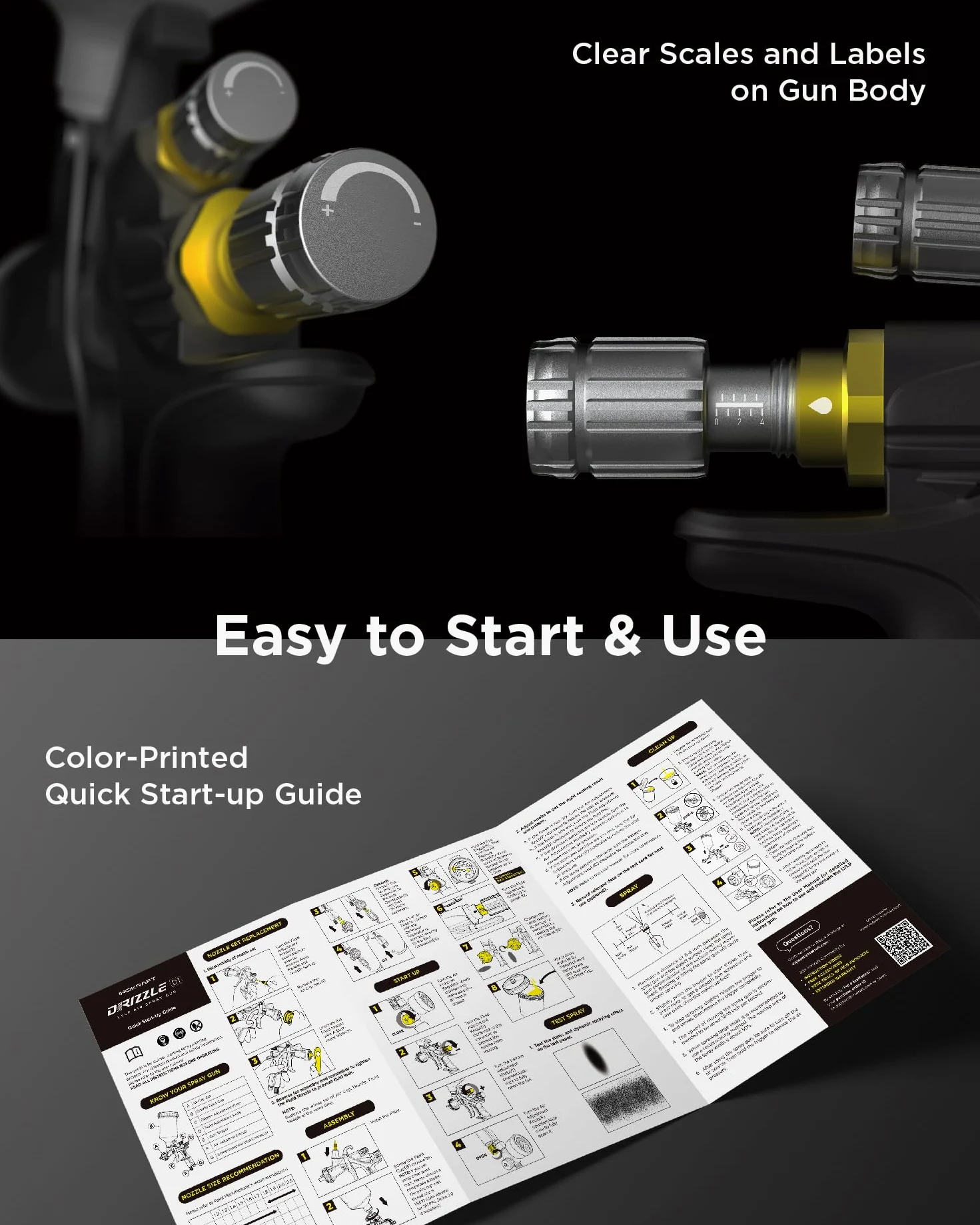 InoKraft D1 LVLP Pistola a Spruzzo ad Aria Premium Kit Facile da Usare per Verniciatura Auto & Casa DIY Ugelli 1.3/1.5/1.7mm con Accessori per Spruzzatura