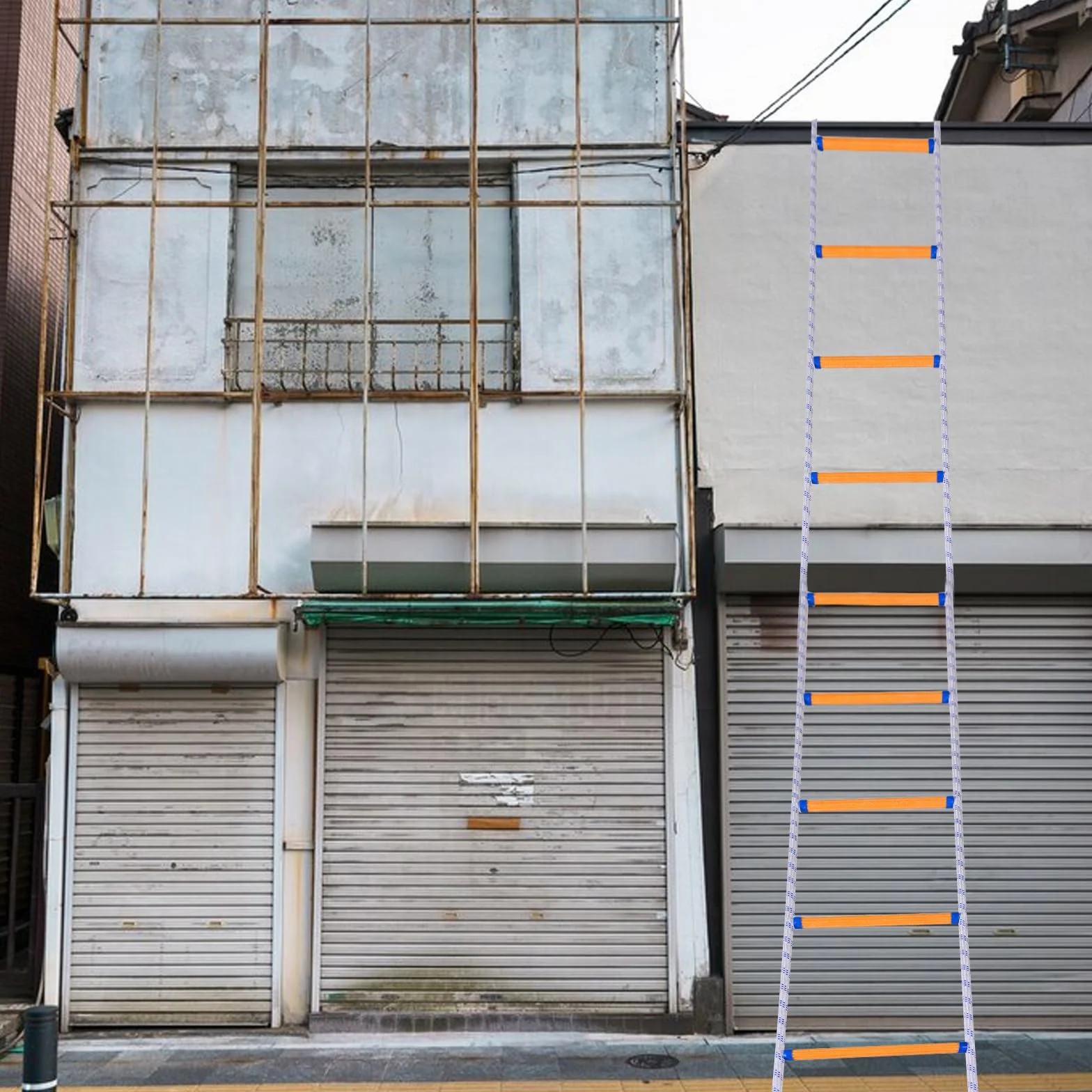 Scala di Corda, Scale di Emergenza 15M Scaletta di Corda di Sicurezza Portatile Scala Pieghevole con 2 Ganci per Finestra Balcone e Ringhiera per Bambini Adulti (10mm)