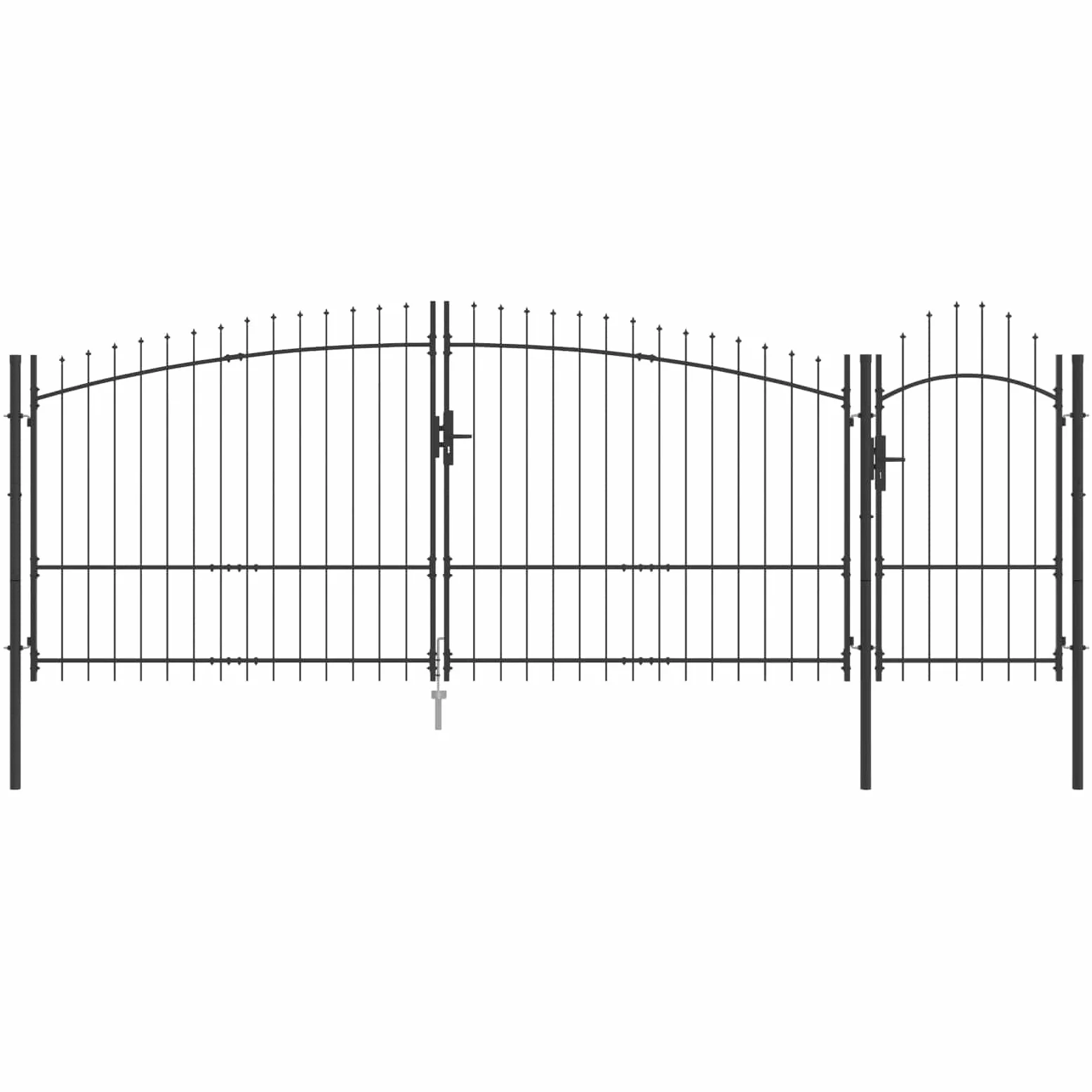Cancello Doppio Cancello per Recinzione a Doppia Anta Cancello da Giardino per Recinzione con Manico, in Acciaio zincato, 100 x 400 cm