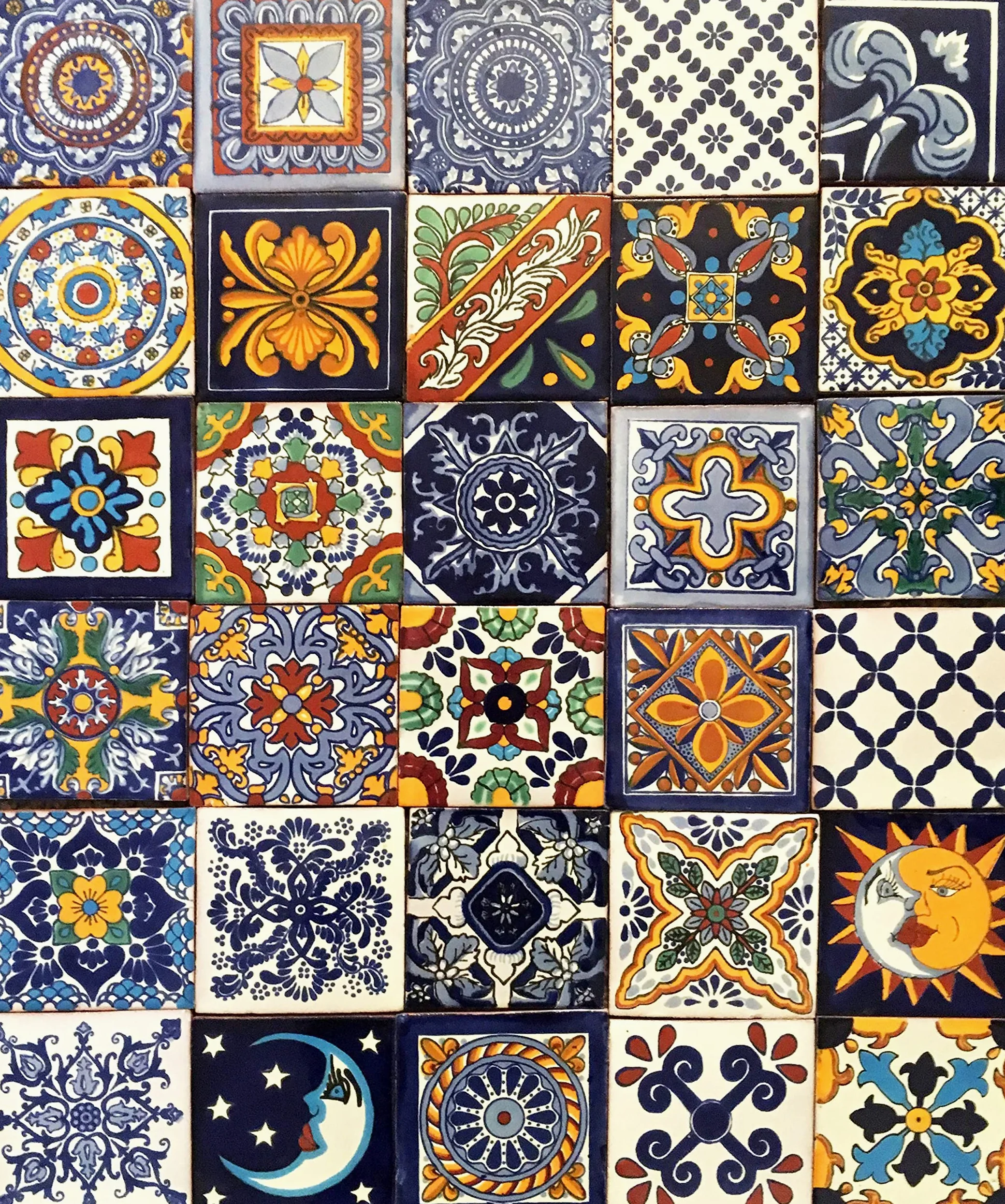 Cerames Piastrelle Mosaico Messicane Horacio – 30 ceramiche mattonelle messicane decorative per bagno, doccia, scale, parete posteriore della cucina | Tessere mosaico ceramica 10,5x10,5 cm