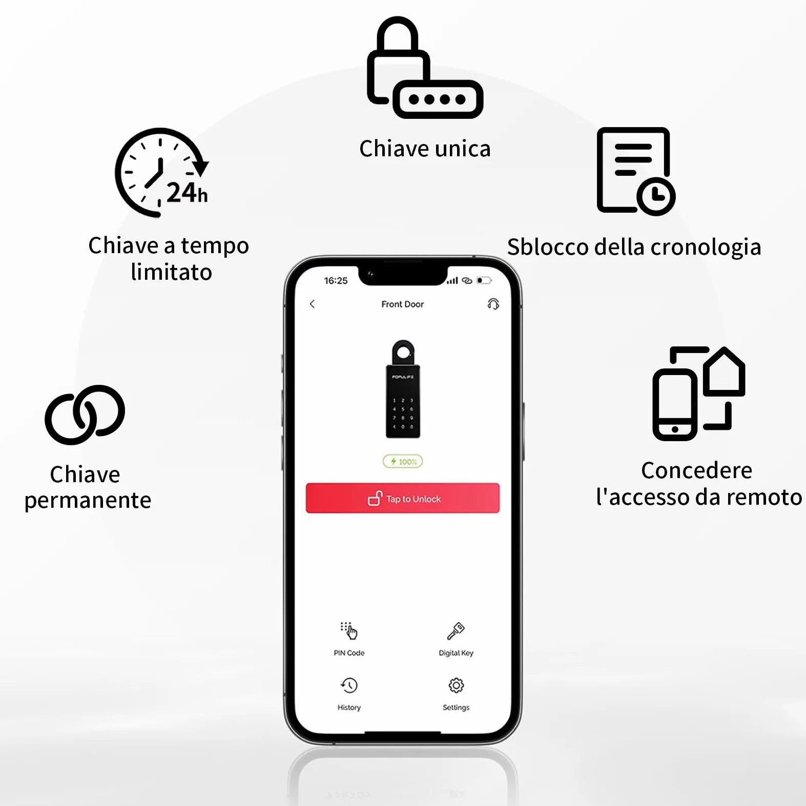 Populife Cassetta Chiavi WiFi con Gateway, Smart Cassetta Chiavi con Codice, Cassa di Sicurezza per Esterni con Controllo Remoto Wireless, Montabile a Parete e su Maniglia Key Box, Impermeabile IP66