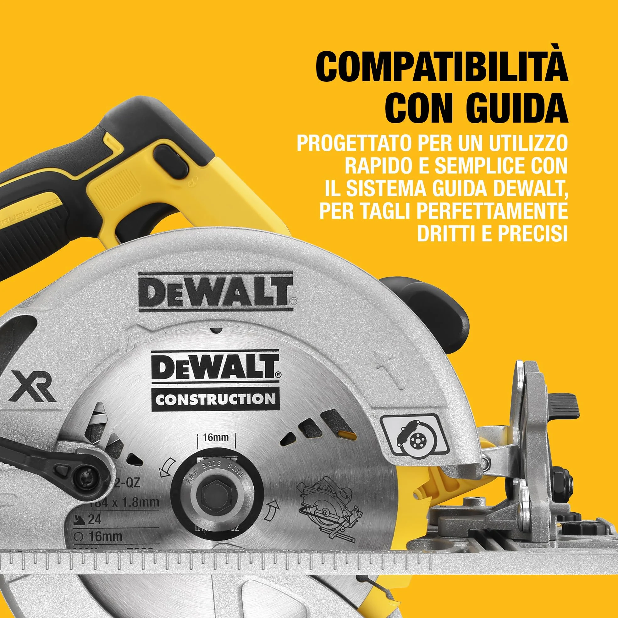 DEWALT Sega Circolare 18V motore BRUSHLESS, Solo corpo macchina, DCS572N-XJ