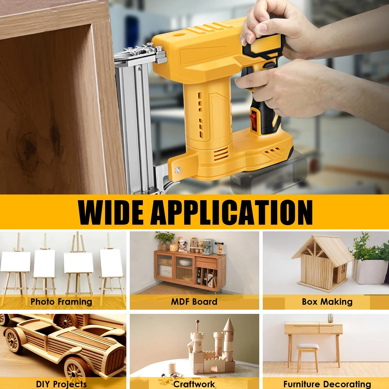 Pistola a batteria per unghie Dewalt 18 V 20 V Max batterie (senza batteria), 2 in 1, con 500 chiodi dritti e 500 chiodi a forma di U, per legno/tessuto/moquette