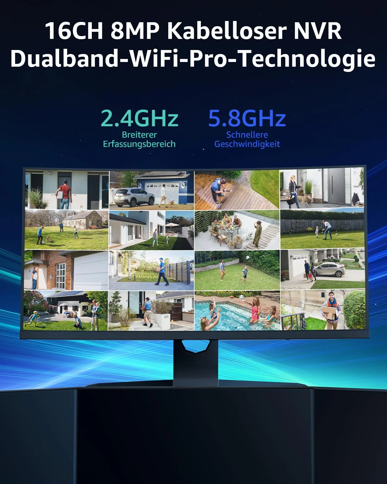 ANNKE Set di telecamere di sorveglianza WLAN da 3 MP per esterni, 8 CH 5 MP, NVR con 8 telecamere WiFi 3 MP, con disco rigido da 1 TB, supporta la registrazione audio, IP66, resistente alle