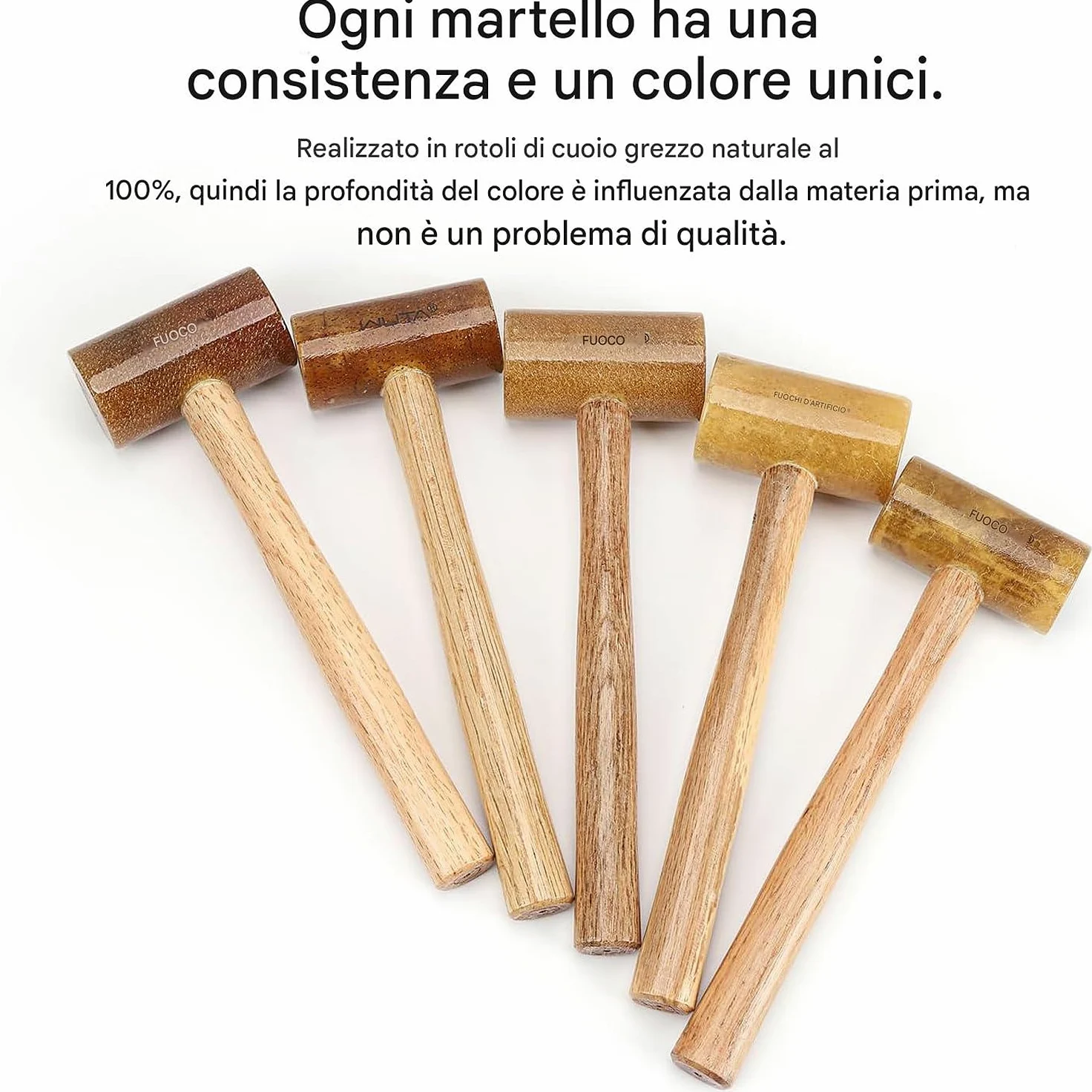 WUTA Bacchetta in pelle grezza, martello in pelle, strumento di punzonatura, buona capacità di tampone (48 mm)