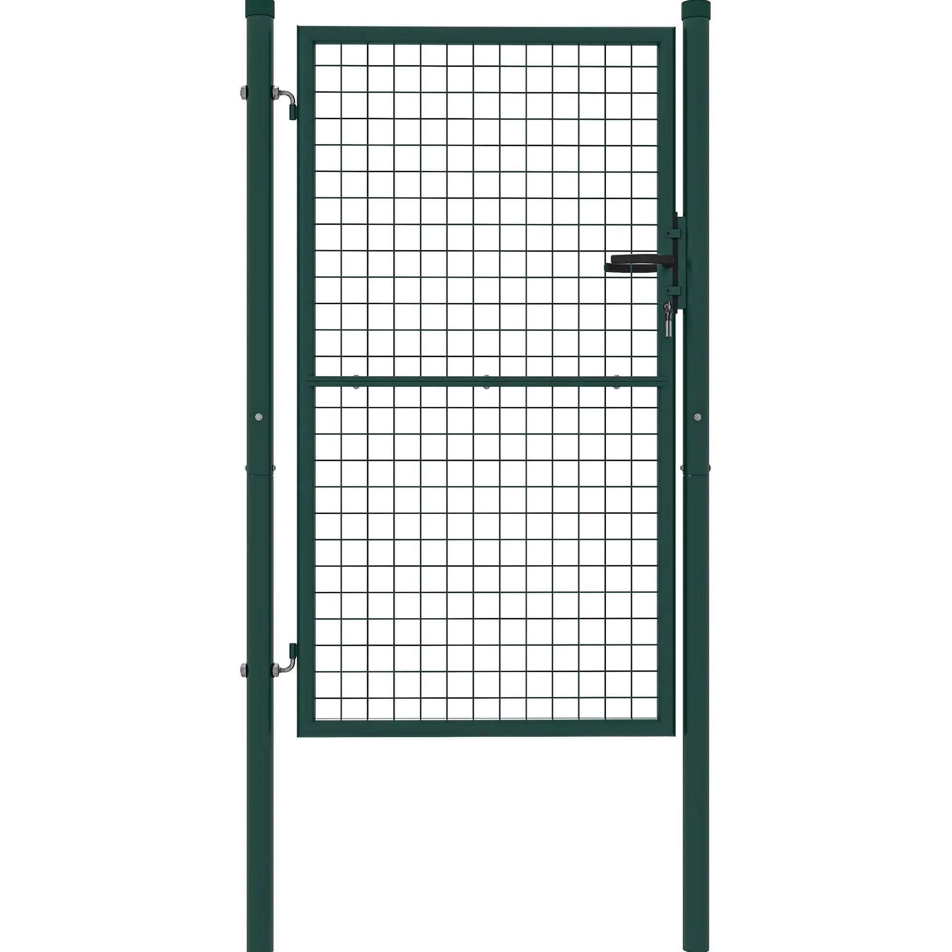 Outsunny Cancello da Giardino in Acciaio 97x200 cm, Cancelletto da Giardino con Serratura, 3 Chiavi, Maniglia e 2 Pali, Cancello Esterno per Ingresso Cortile e Terrazzo, Verde