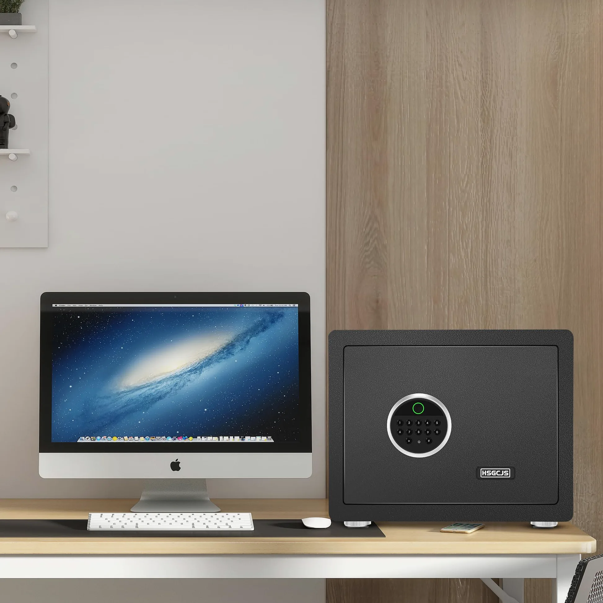 HSGCJS Cassaforte biometrica per impronte digitali con tastiera digitale completa, cassaforte di sicurezza per casa, ufficio e hotel, 1,2 metri cubi