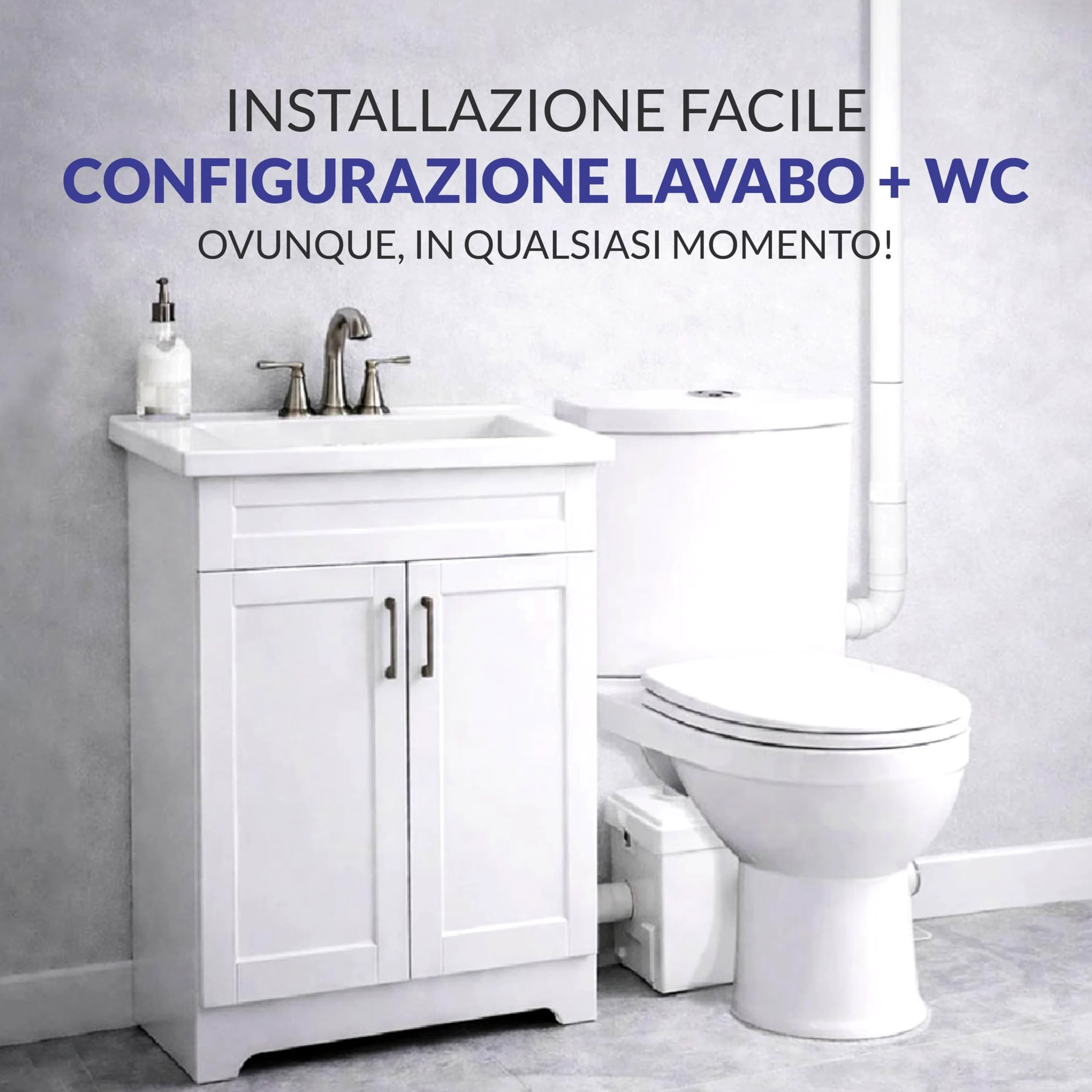 Aquamatix stazione di sollevamento compatta 600 W con trituratore, pompa per acque reflue fino a 10 m di altezza di sollevamento, con 3 ingressi, per WC, doccia e lavandino