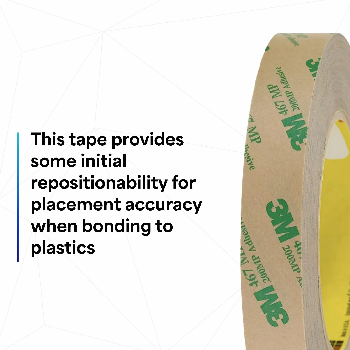 Tapecase 468 MP 20,3 cm x 54,9 m High performance adhesive transfer tape, convertito da 3 m 468 MP, 20,3 cm x 54,9 m rotolo
