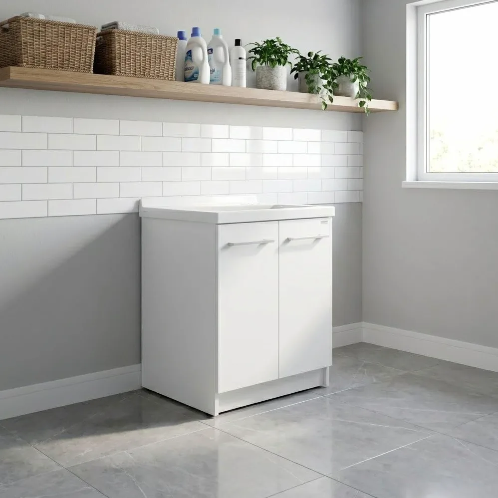 Mobile per lavatoio 61x50x81 cm con asse in legno – Revine | Dolomite